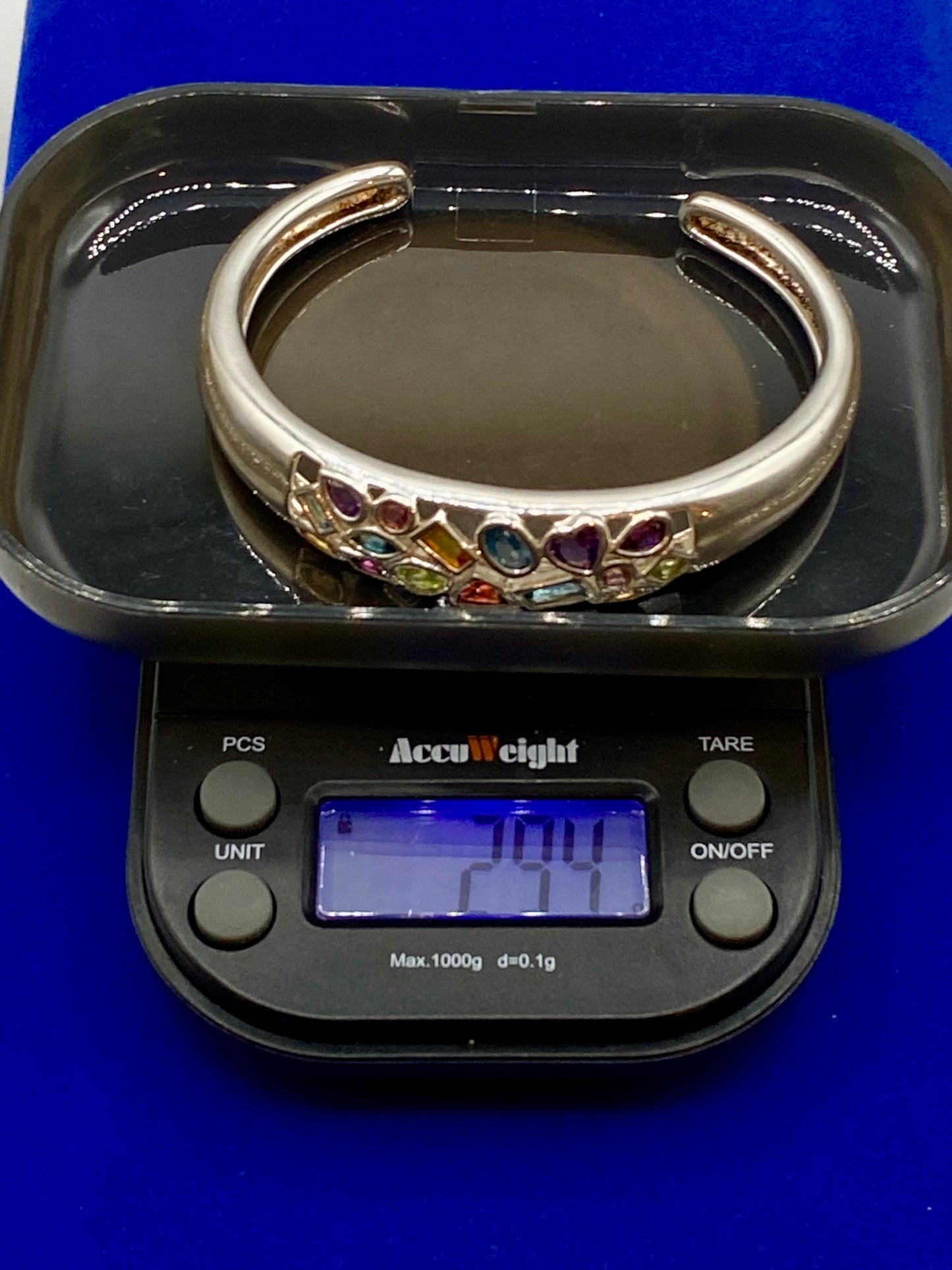 Sterling Silver Multi Genstone Cuff Bracelet