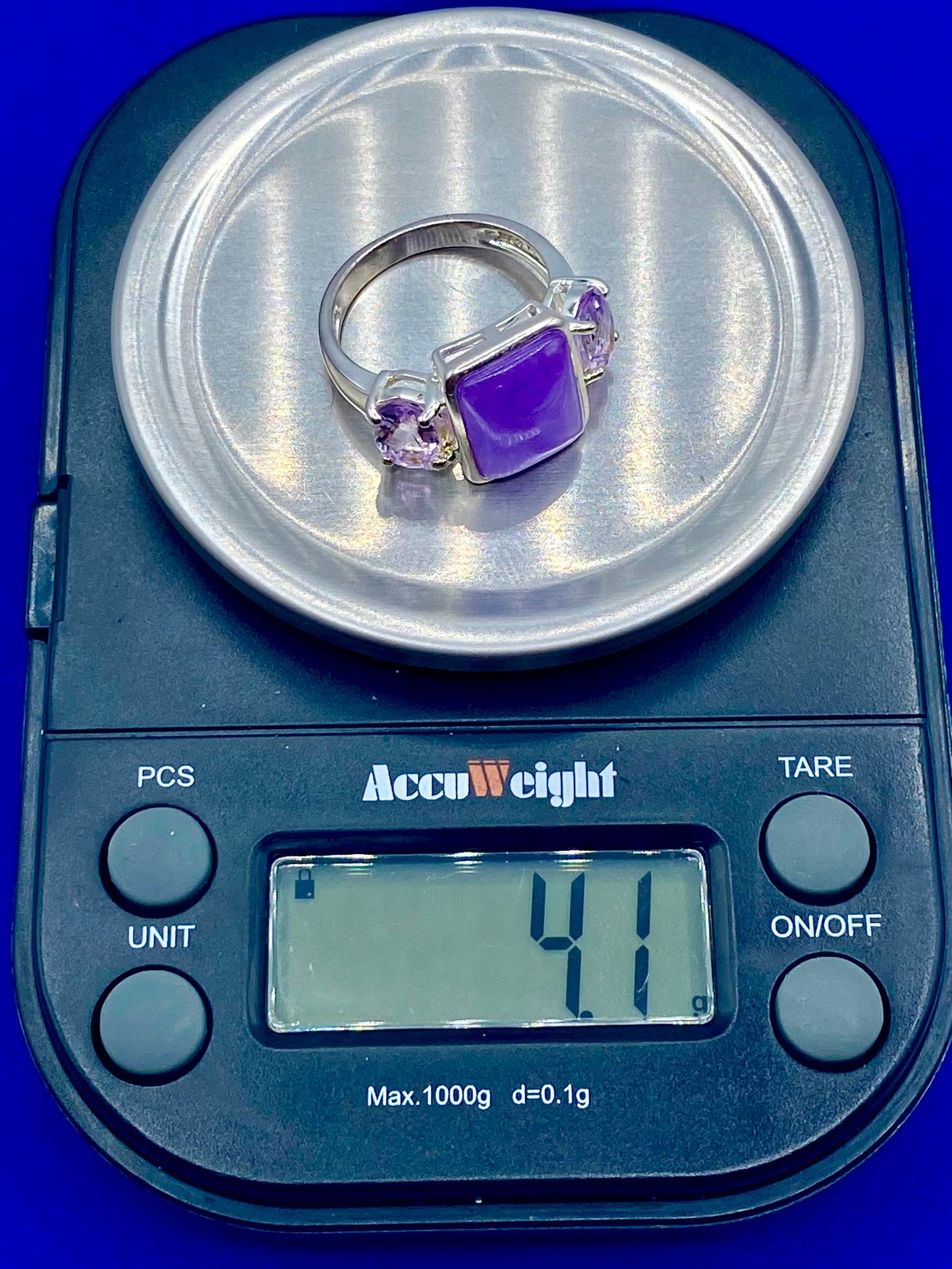 Stering Silver Ross Simmons Purple Hade & Amethyst Ring