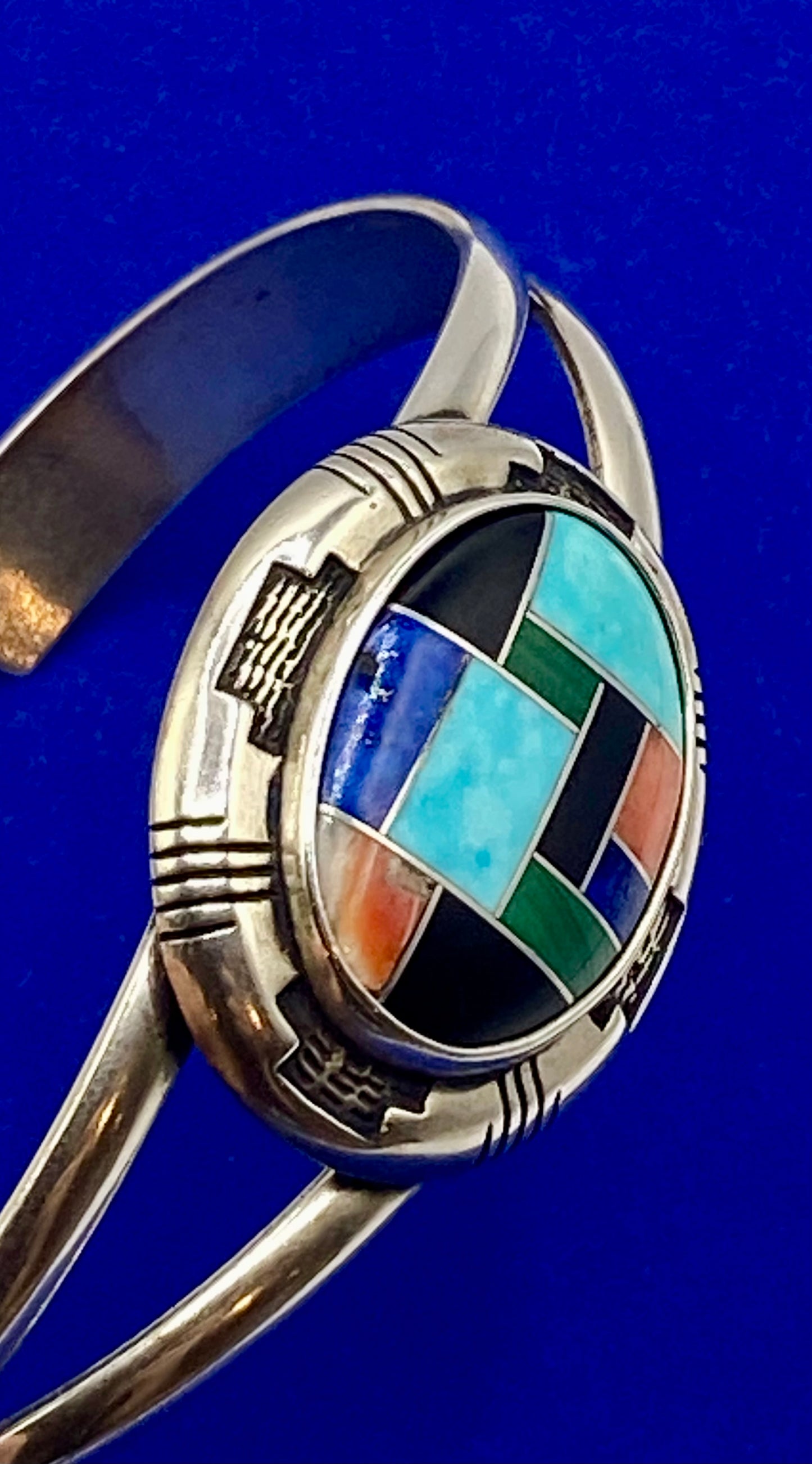 Carolyn Pollack Relios Sterling Silver Inlaid Multi Stone Cuff Bracelet