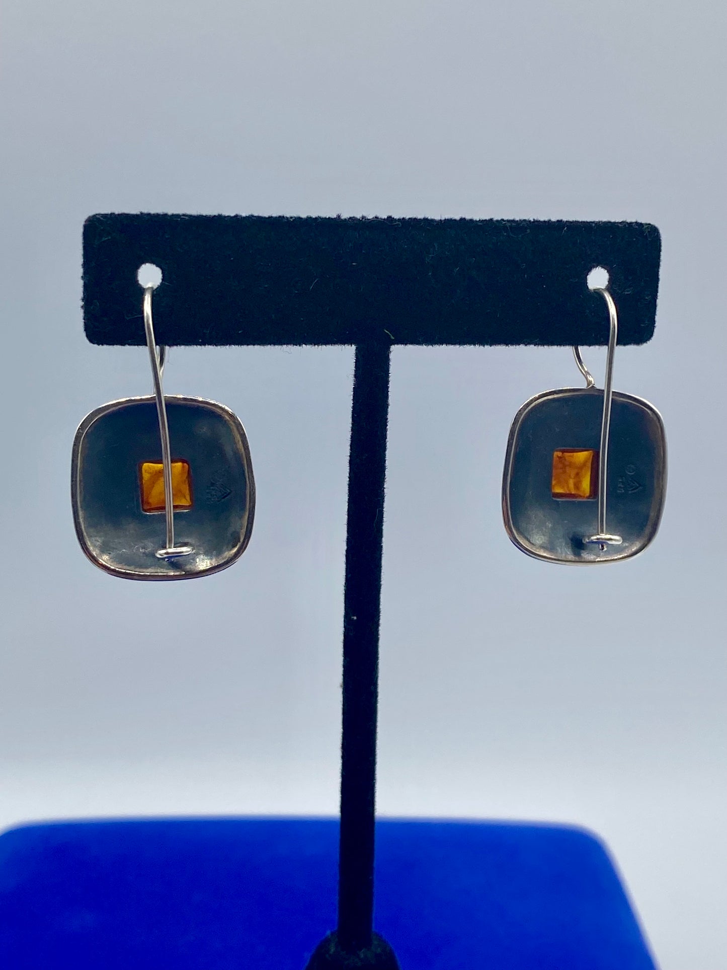 Silpada Sterling Silver Amber Scroll Dangle Earrings w/Box