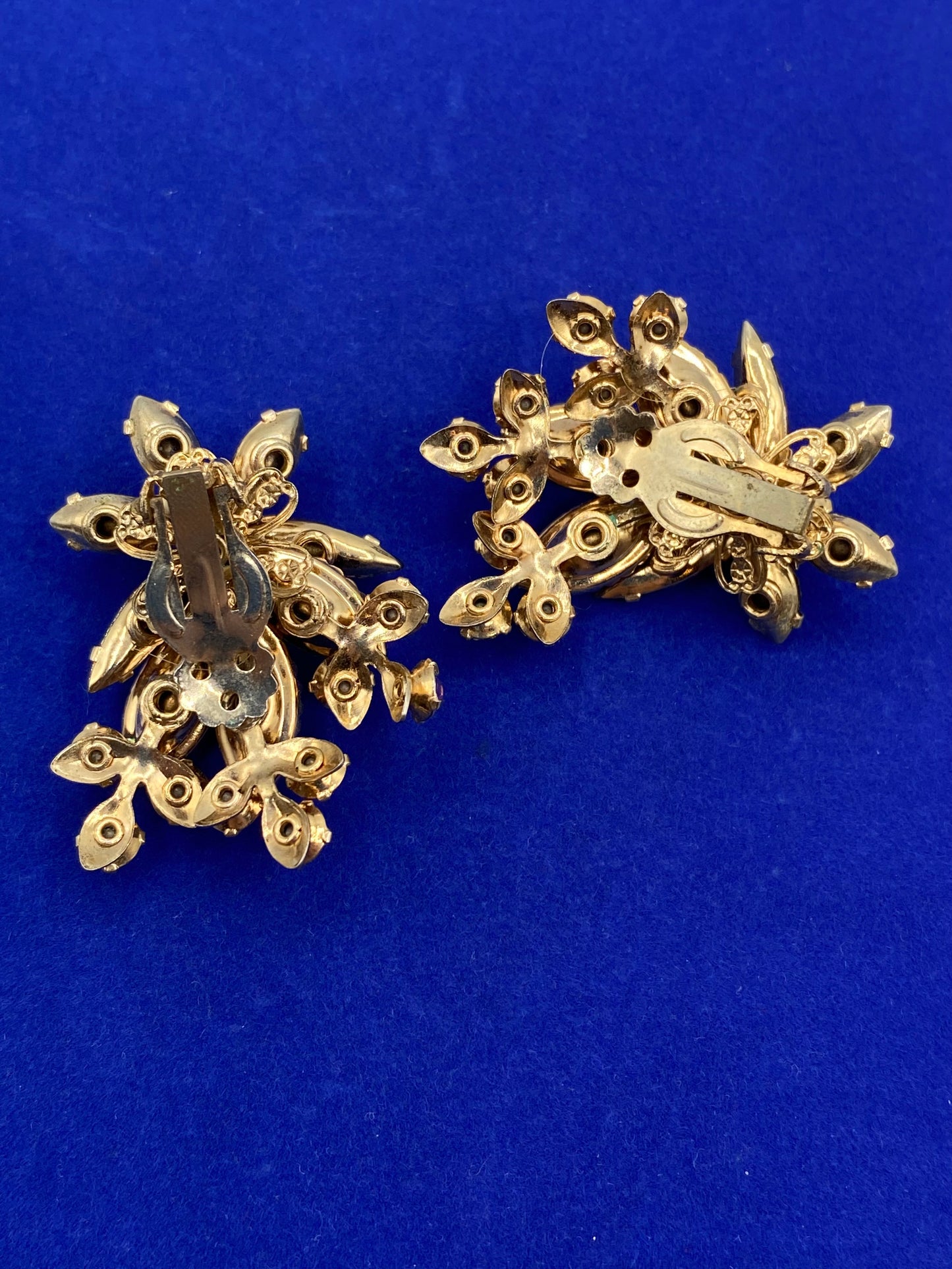 Purple & AB Rhinestone Brooch & Clip On Earring Set