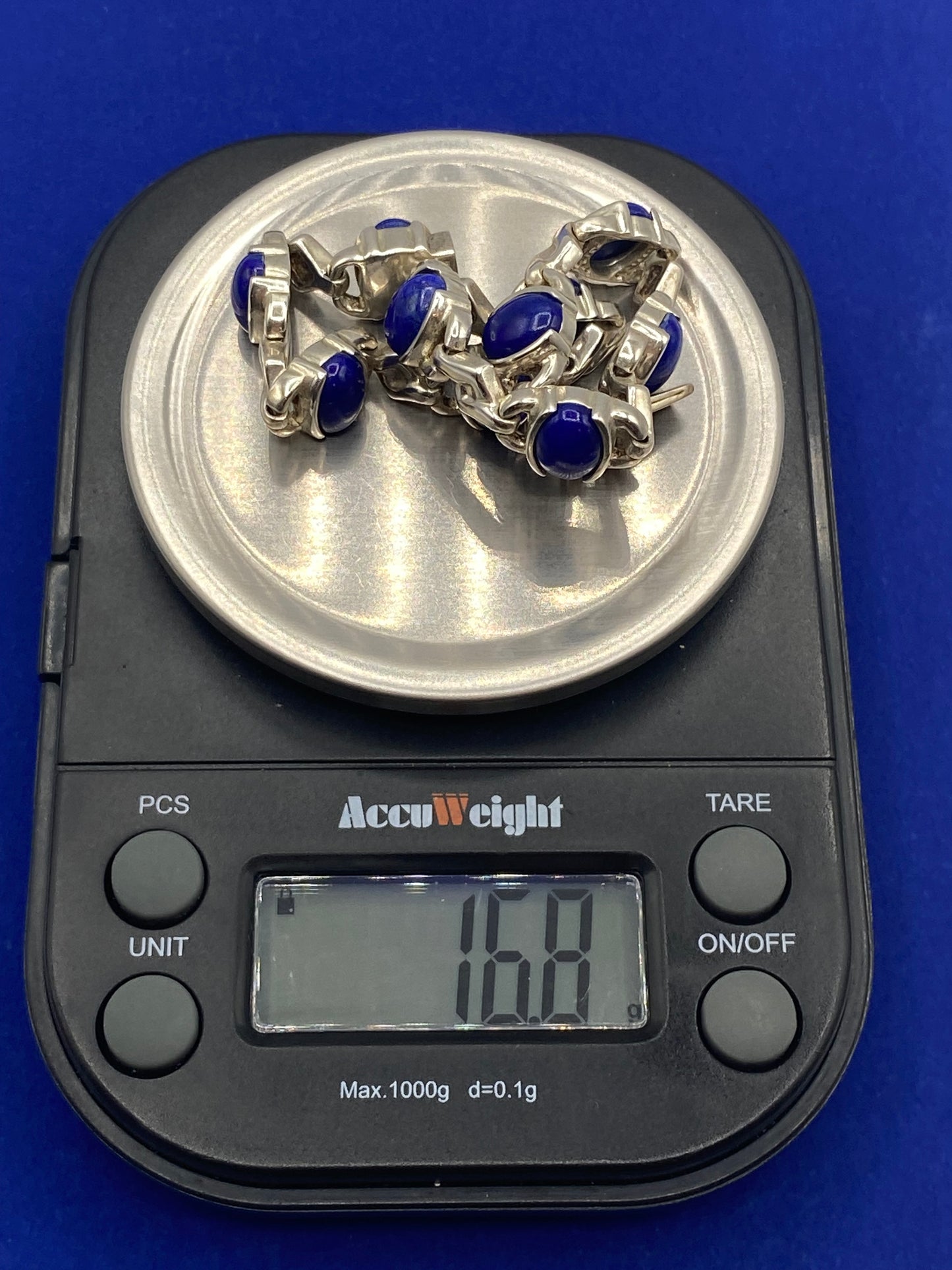 Sterling Silver Lapis Lazuli Cabochon Hong Kong Bracelet