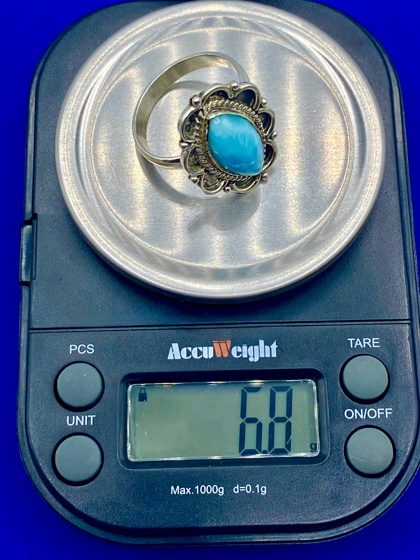 Sterling Silver Larimar Ring