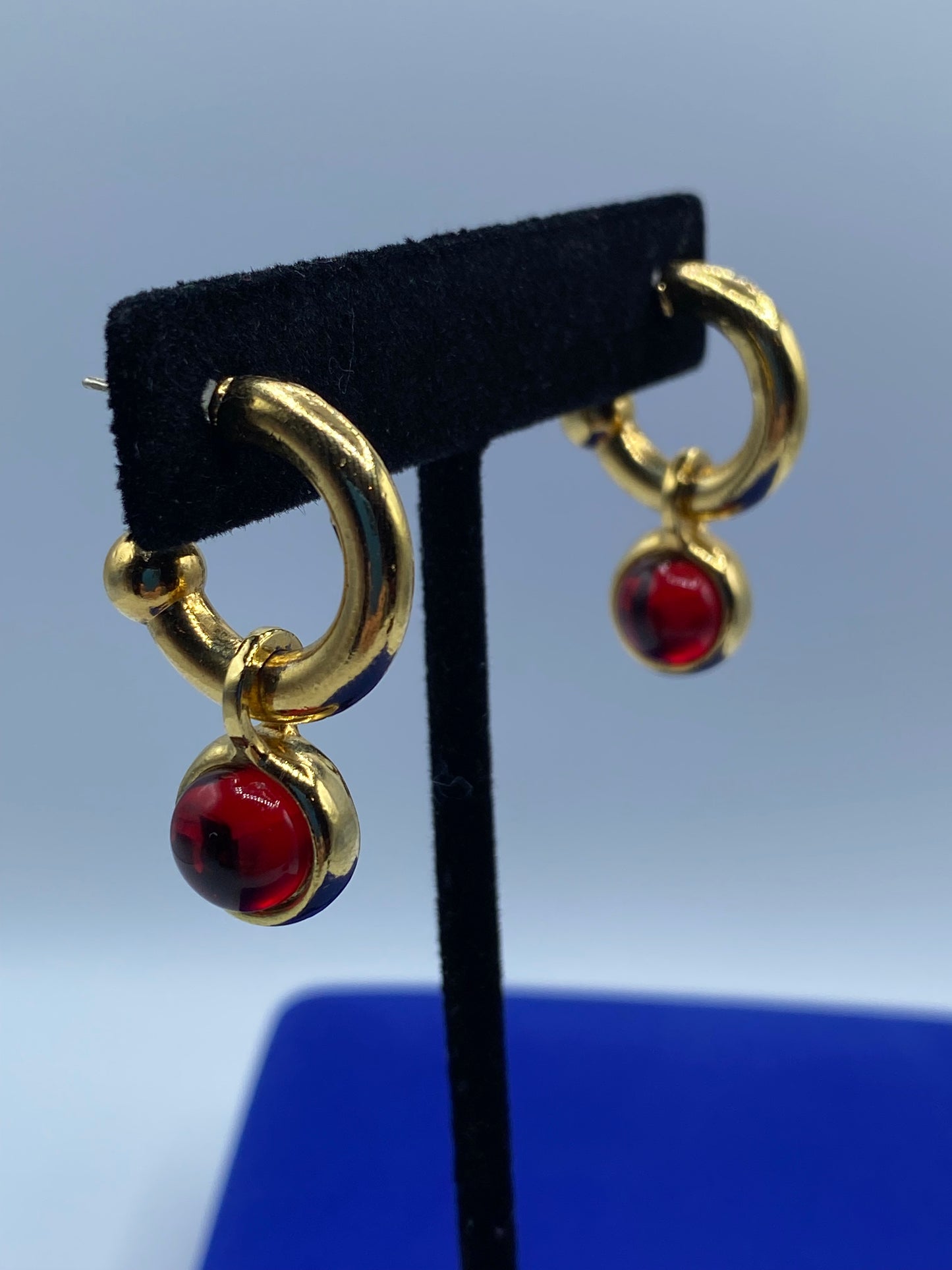 Glass Cabochon Hoop Earrings