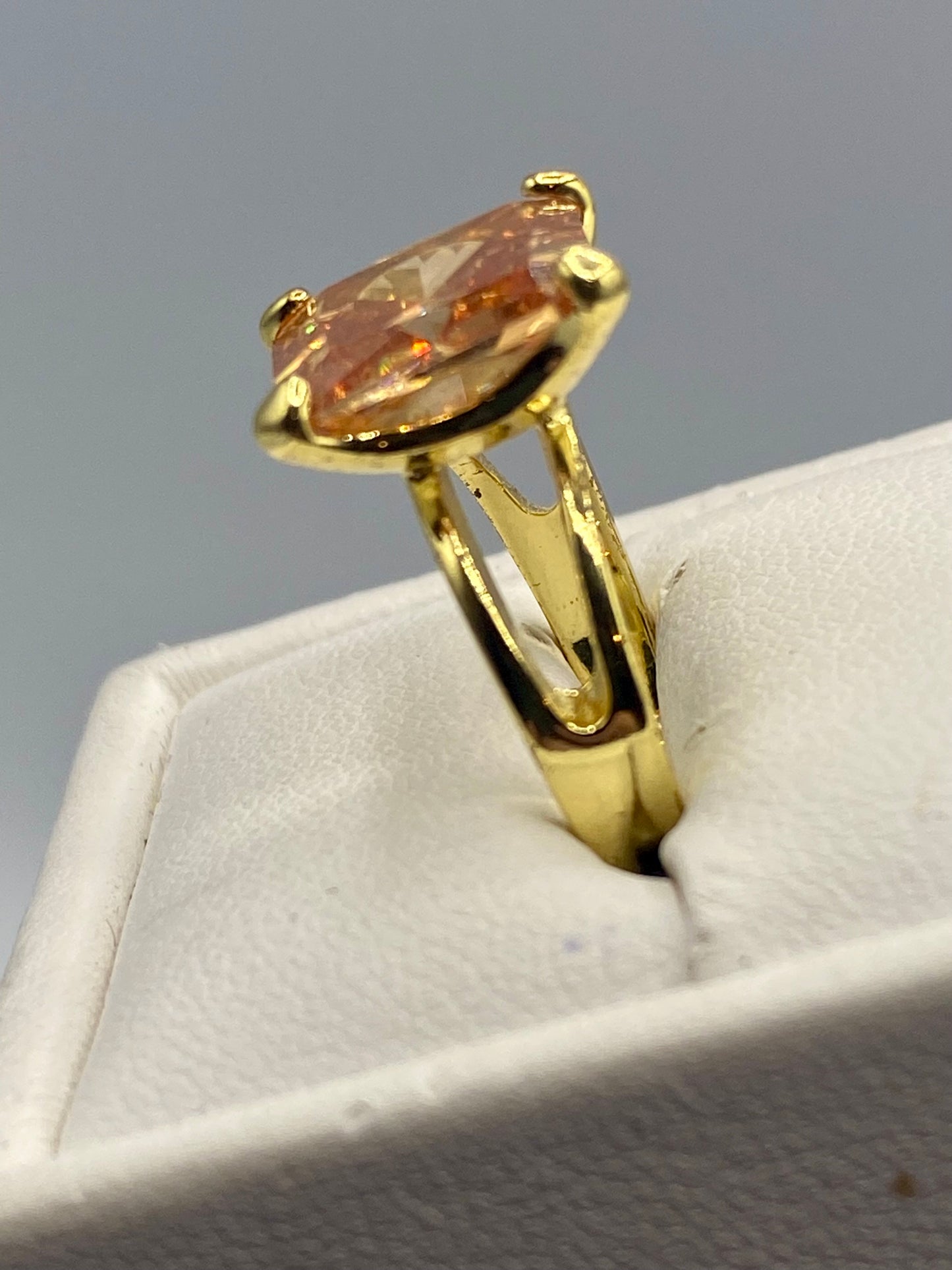 Orange Glass Gold Tone Ring