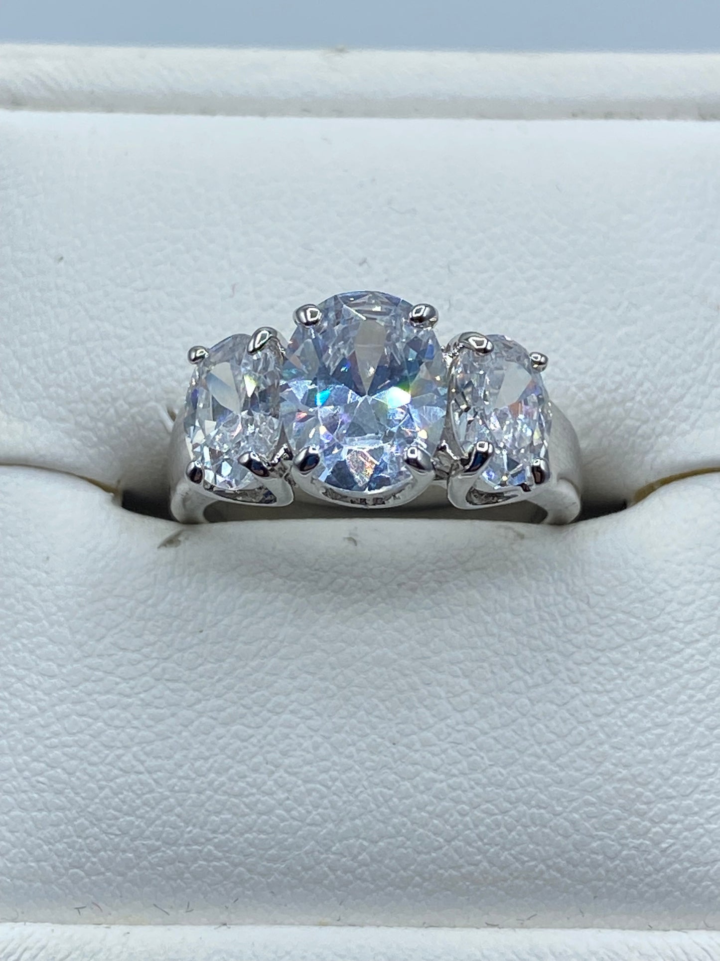 Silver Tone Glass Ring