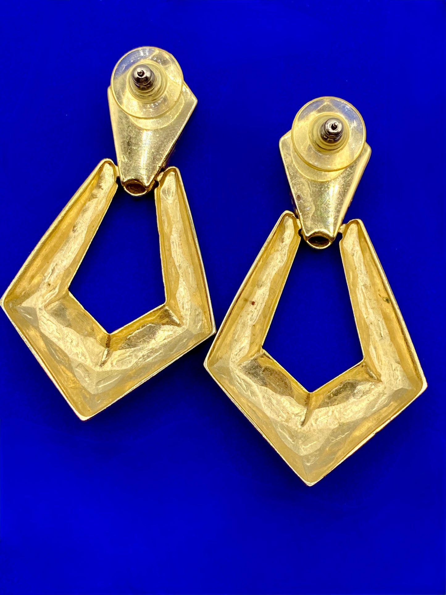 Gold Tone Diamond Shaped Earrings