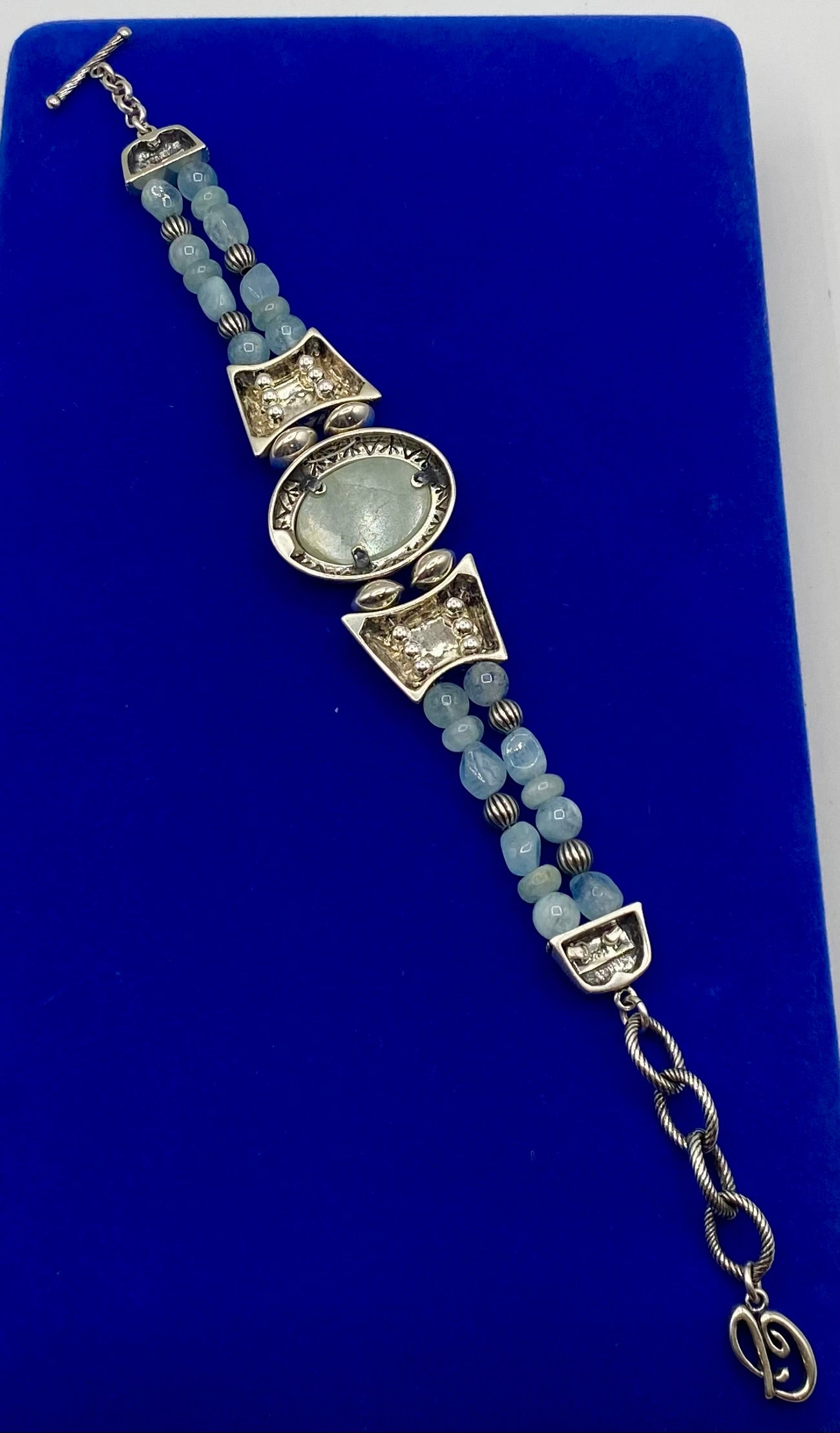 Carolyn Pollack Relios Sterling Silver Aquamarine Green Quartz Bead Bracelet