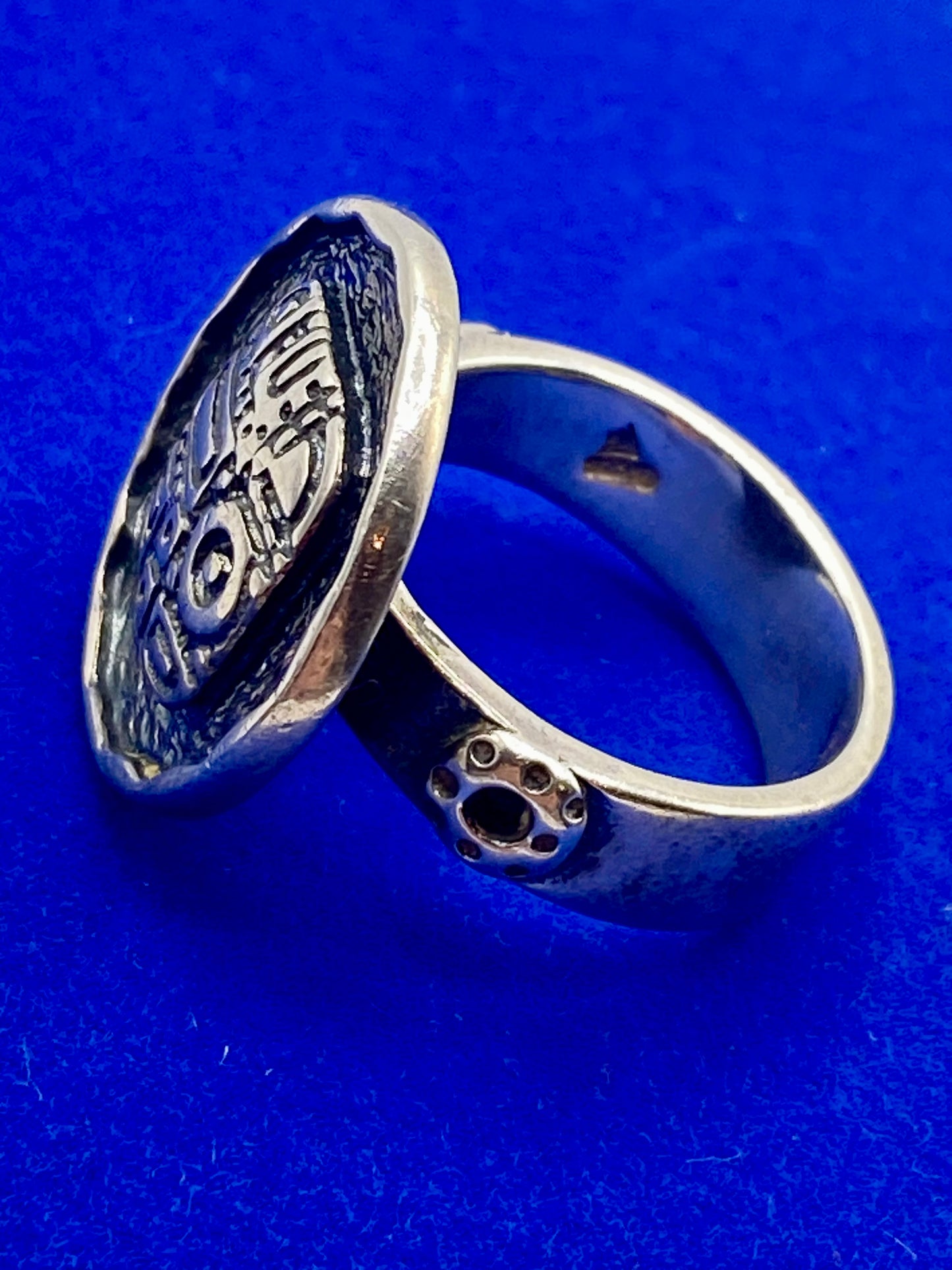 Silpada Retired Sterling Silver Etched Mosaic Coin Disc Ring w/Box
