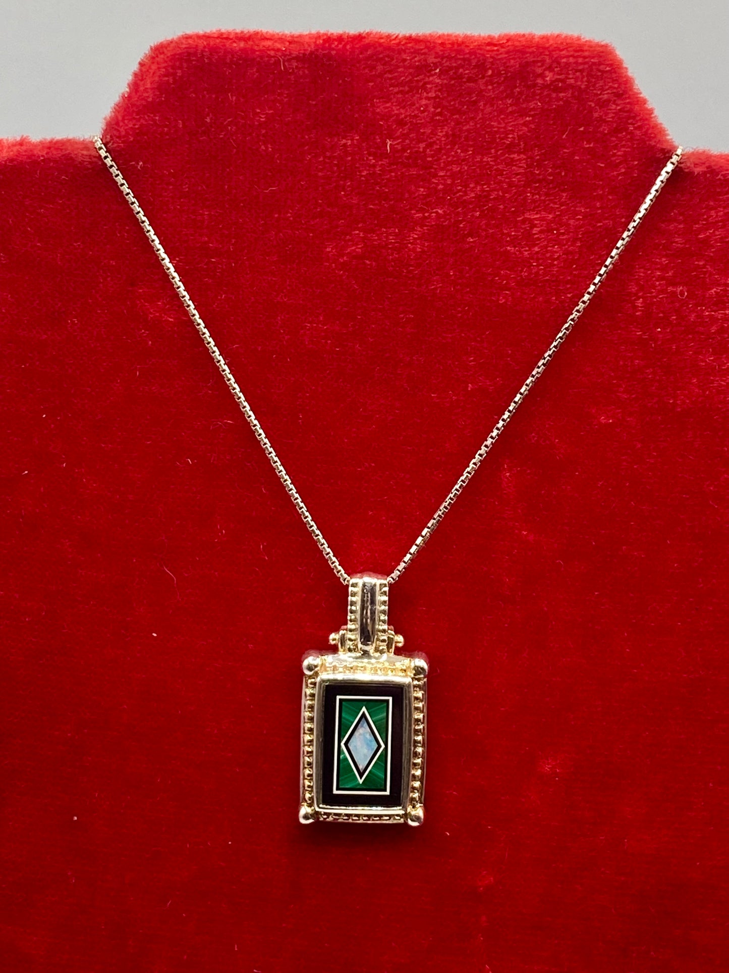 Whitney Kelly WK Onyx/Malachite/Opal Sterling Silver Necklace