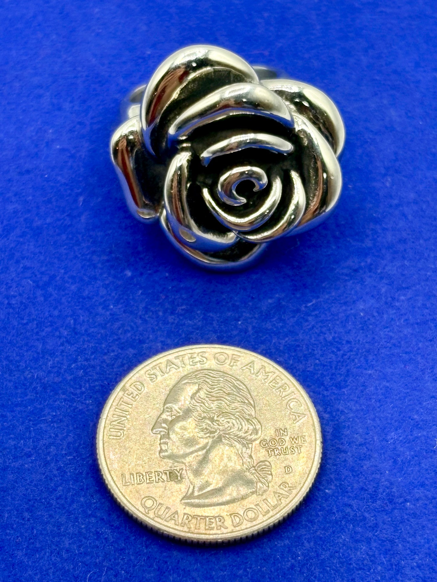 Stainless Steel Heavy Rose Ring