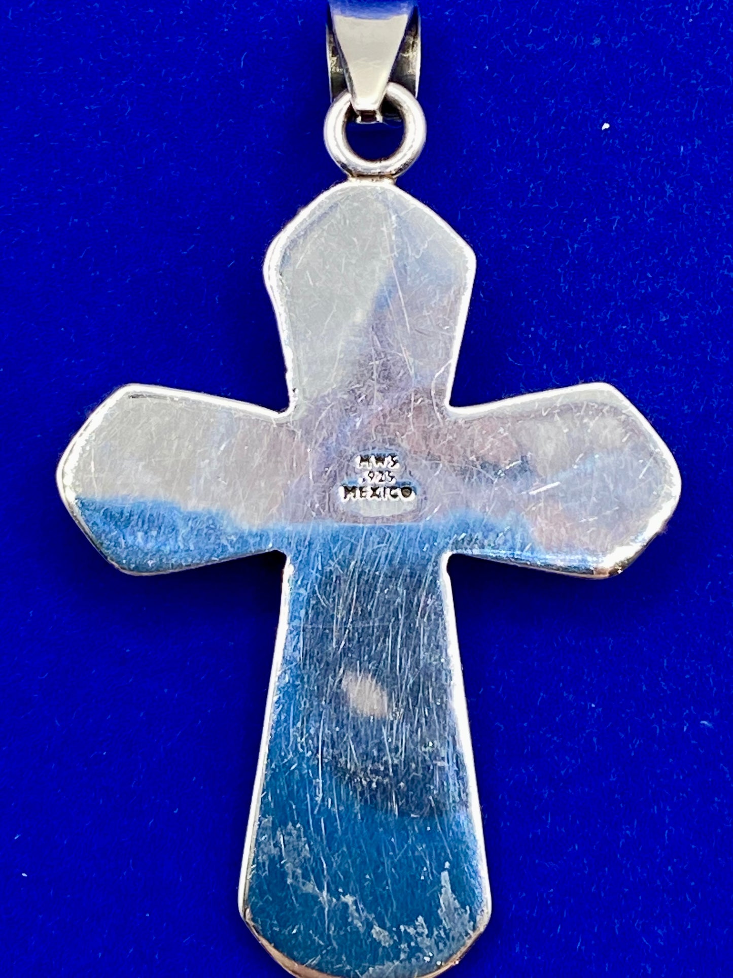 Vintage Sterling Silver Taxco Mexico Black Onyx Cross Pendant