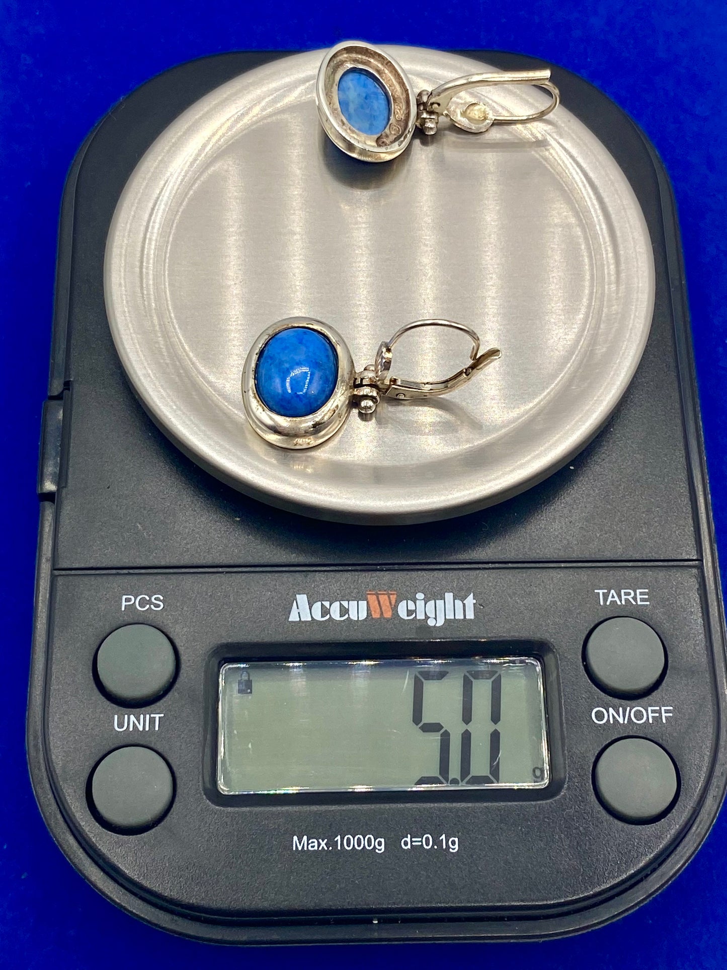 Sterling Silver Blue Stone Earrings