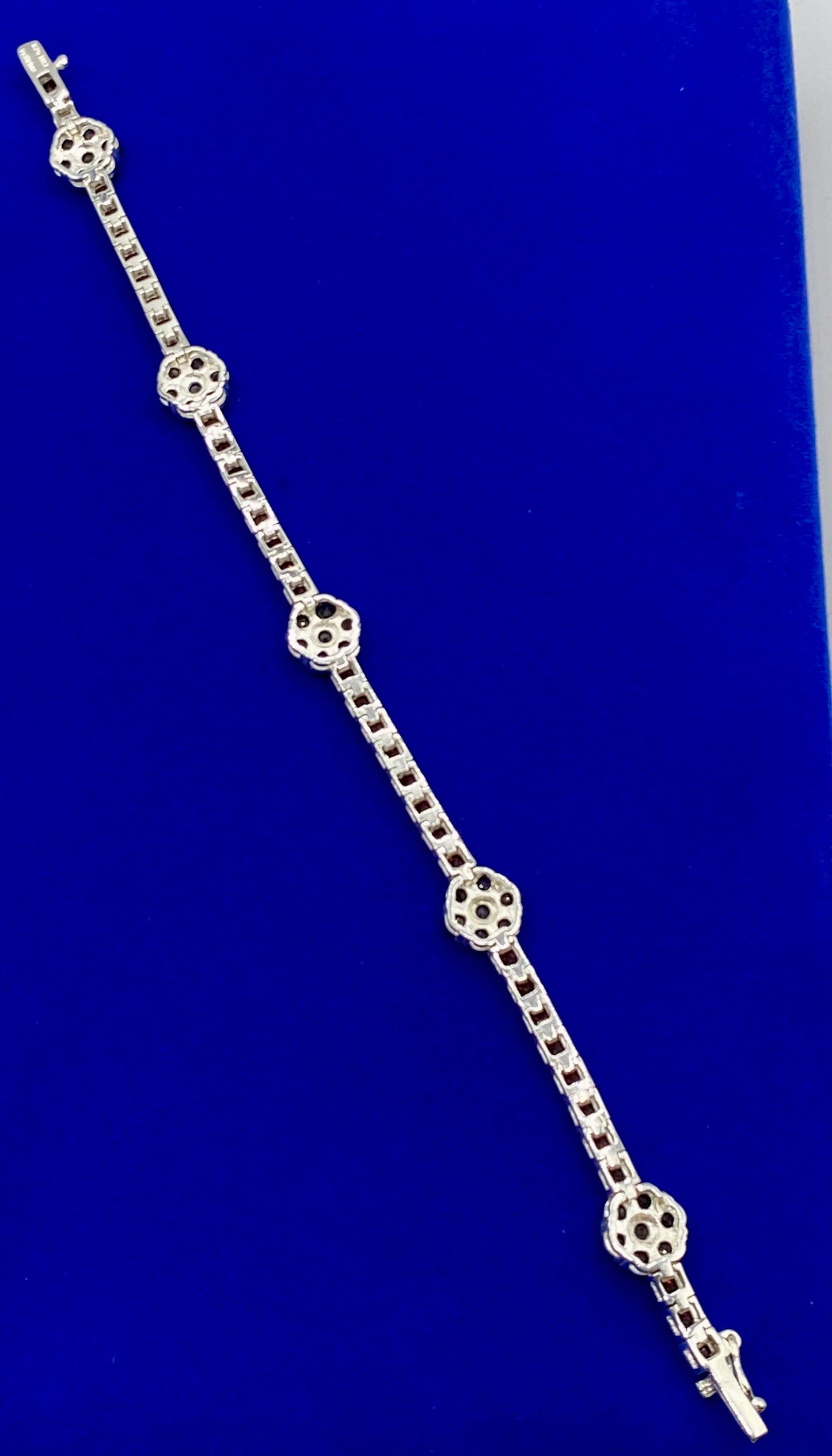 Sterling Silver Sapphire & Garnet Floral Bracelet