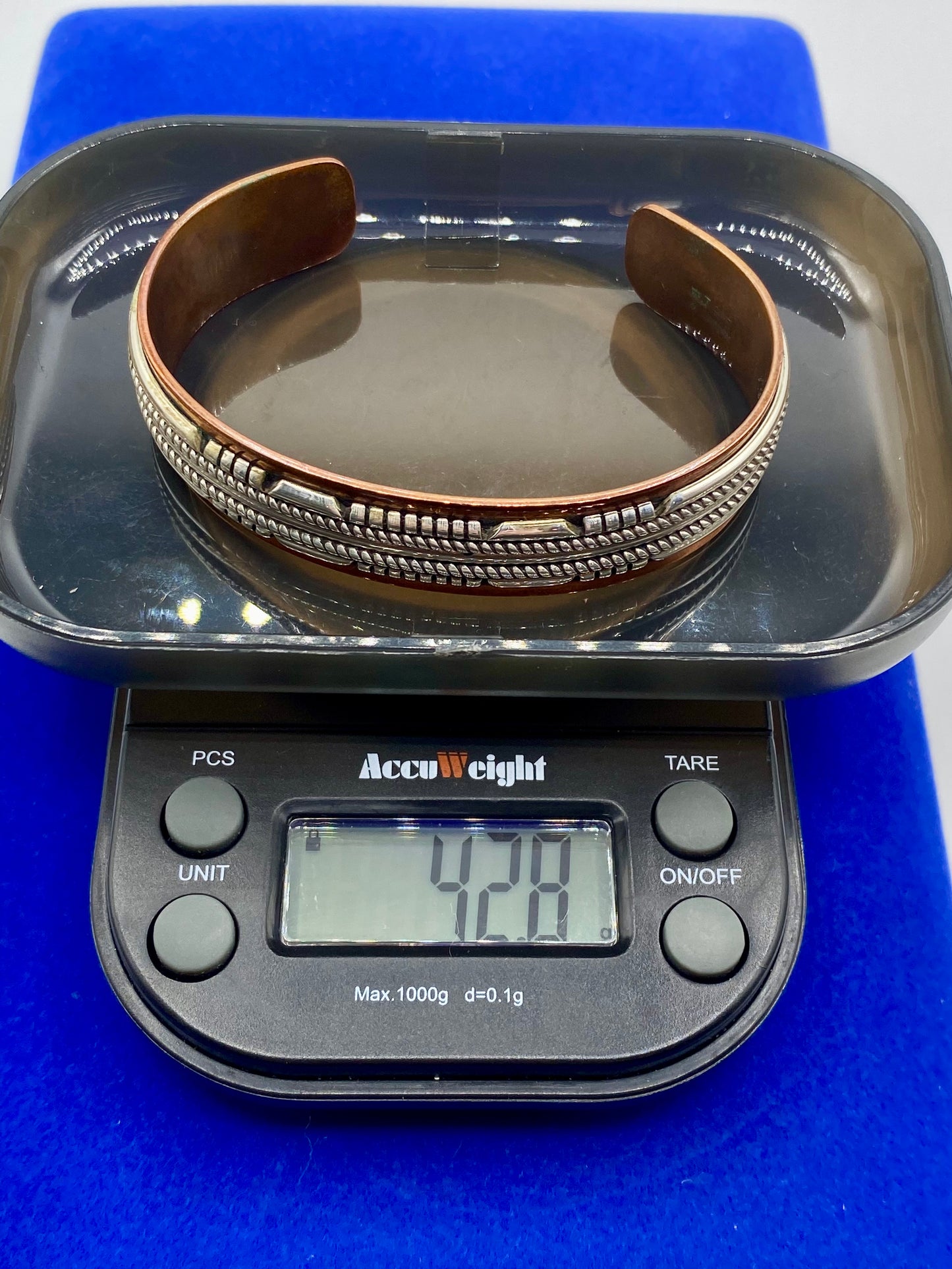 Vintage Waldeck WJ Copper & Sterling Silver Cuff Bracelet