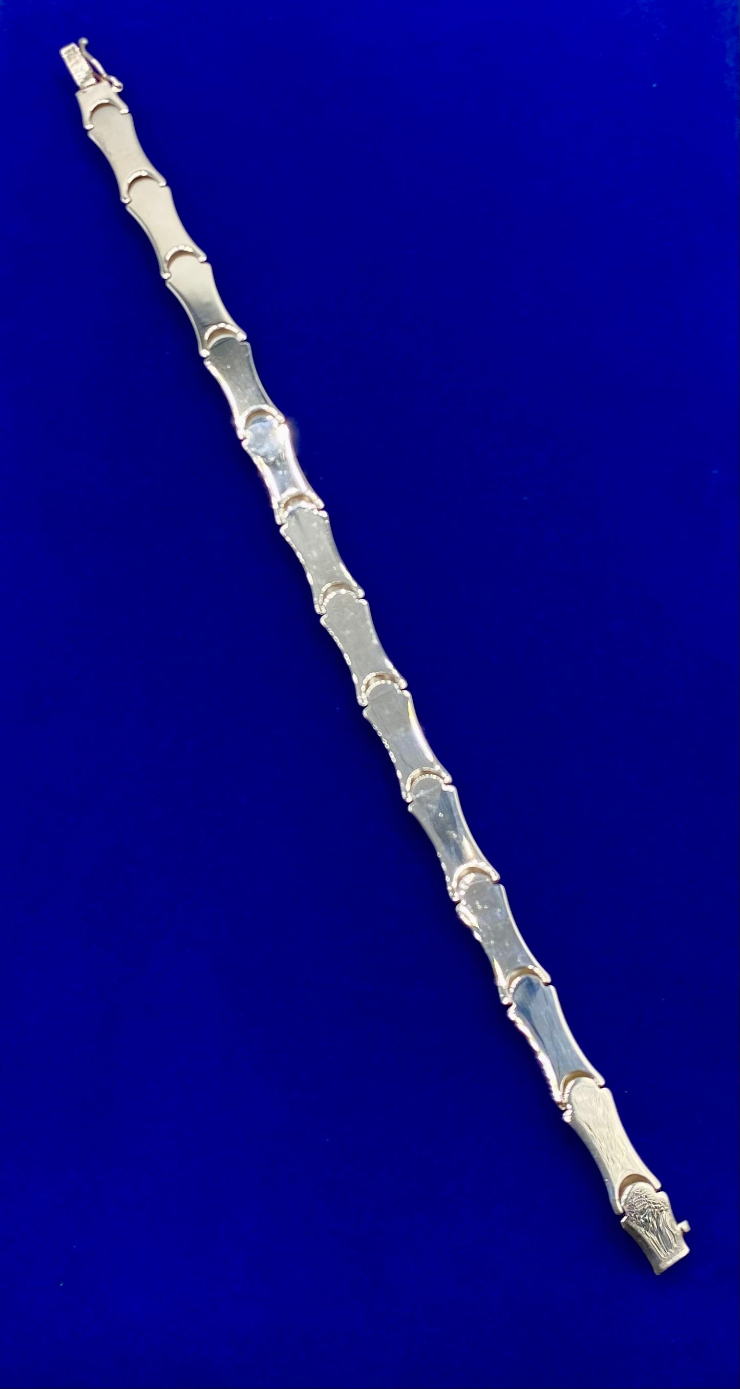 Sterling Silver Italy Bamboo Design Link Bracelet