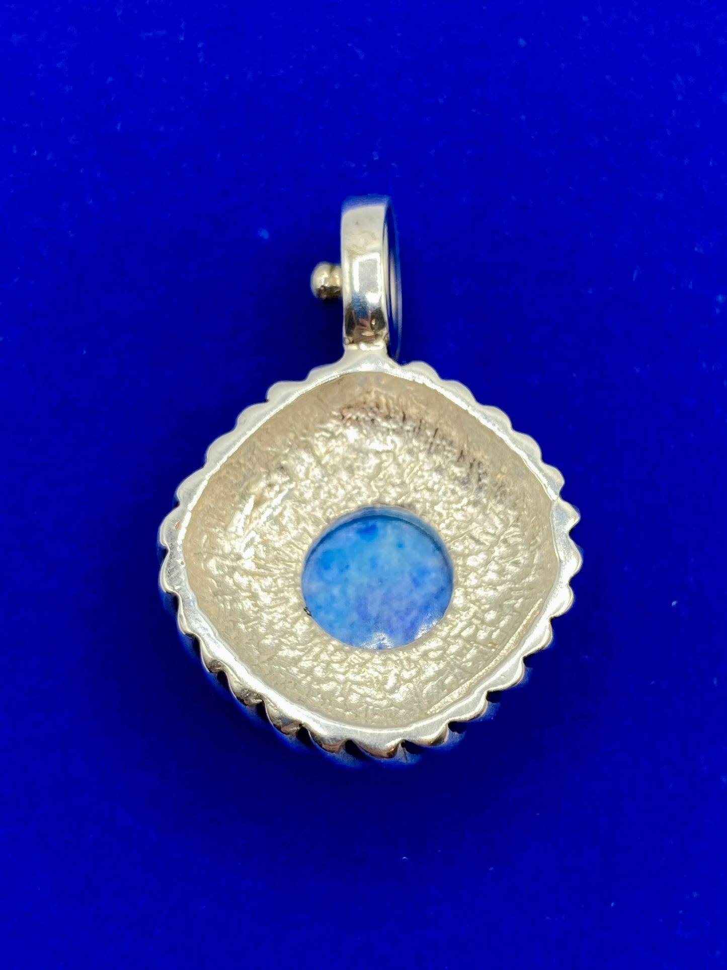 Joseph Esposito ESPO Sterling Silver Vintage Blue Lapis Ribbed Dome Pendant