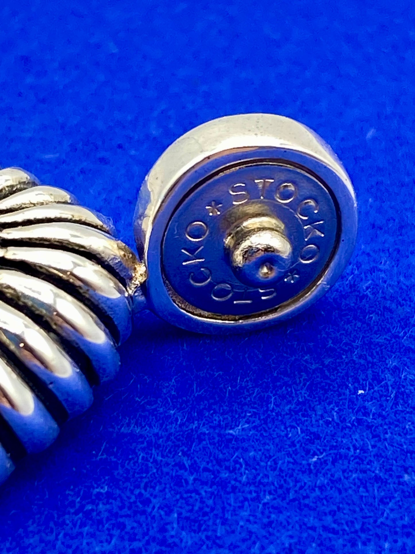 Joseph Esposito ESPO Sterling Silver Vintage Blue Lapis Ribbed Dome Pendant