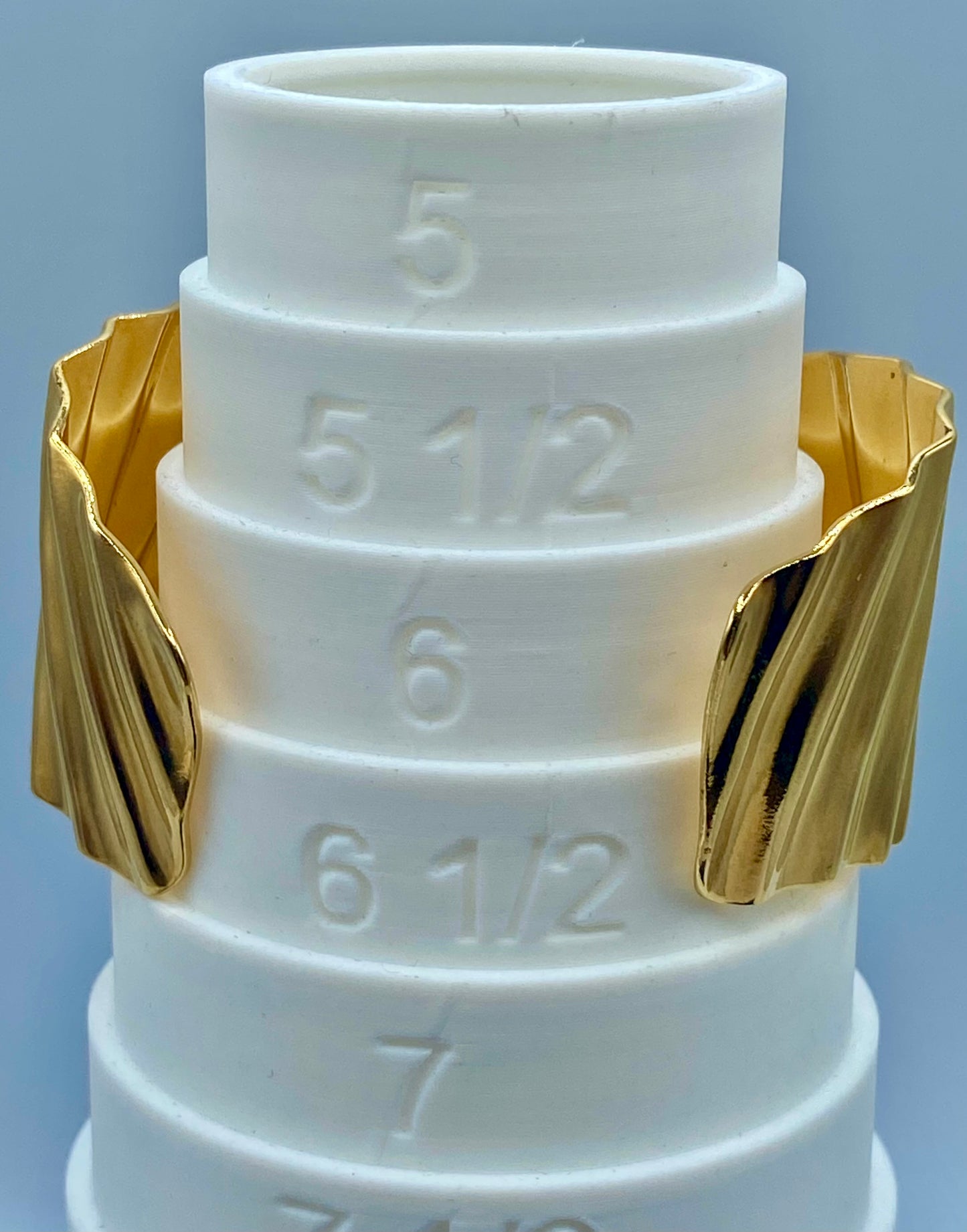 Gold Tone Ridged Angled Cuff Bracelet