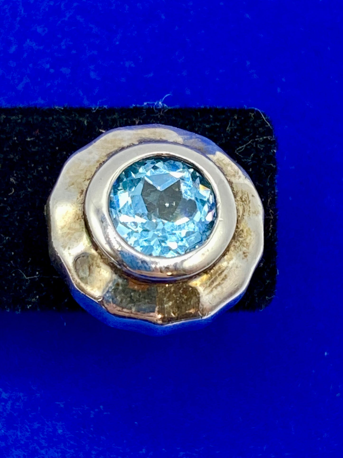 Sterling Silver Milor Italy Blue Topaz Stud Earrings