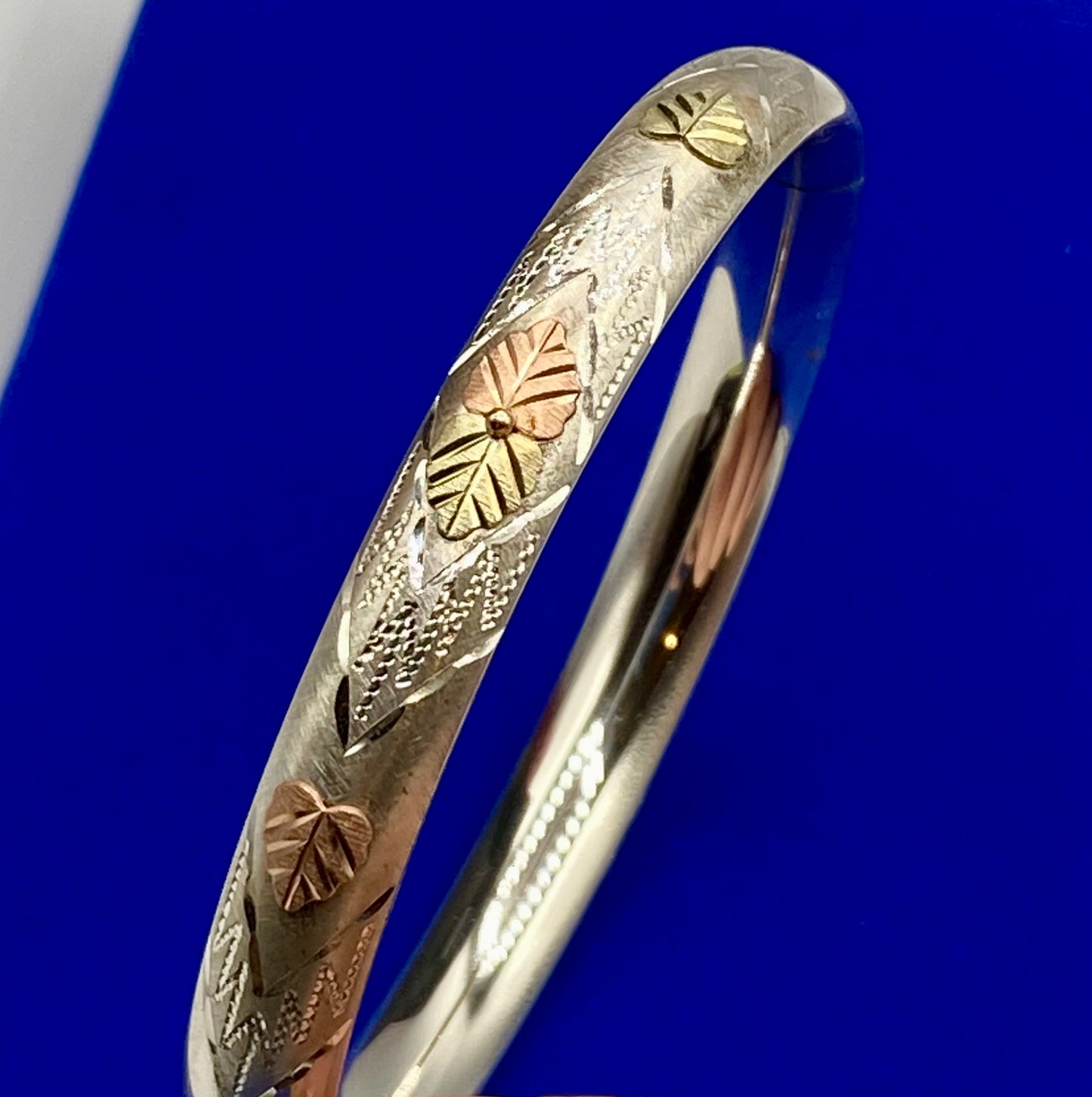 Sterling Silver w/12K Black Hills Gold Bangle Bracelet