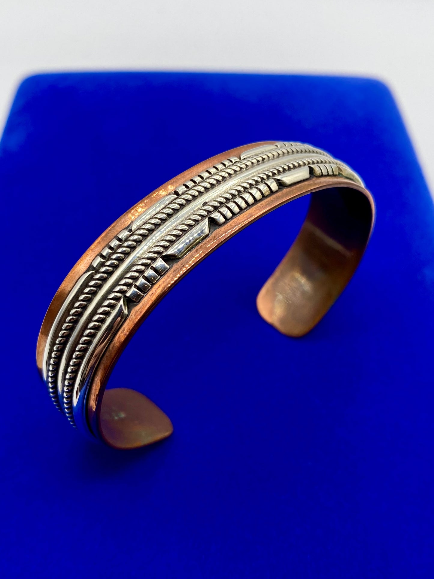Vintage Waldeck WJ Copper & Sterling Silver Cuff Bracelet