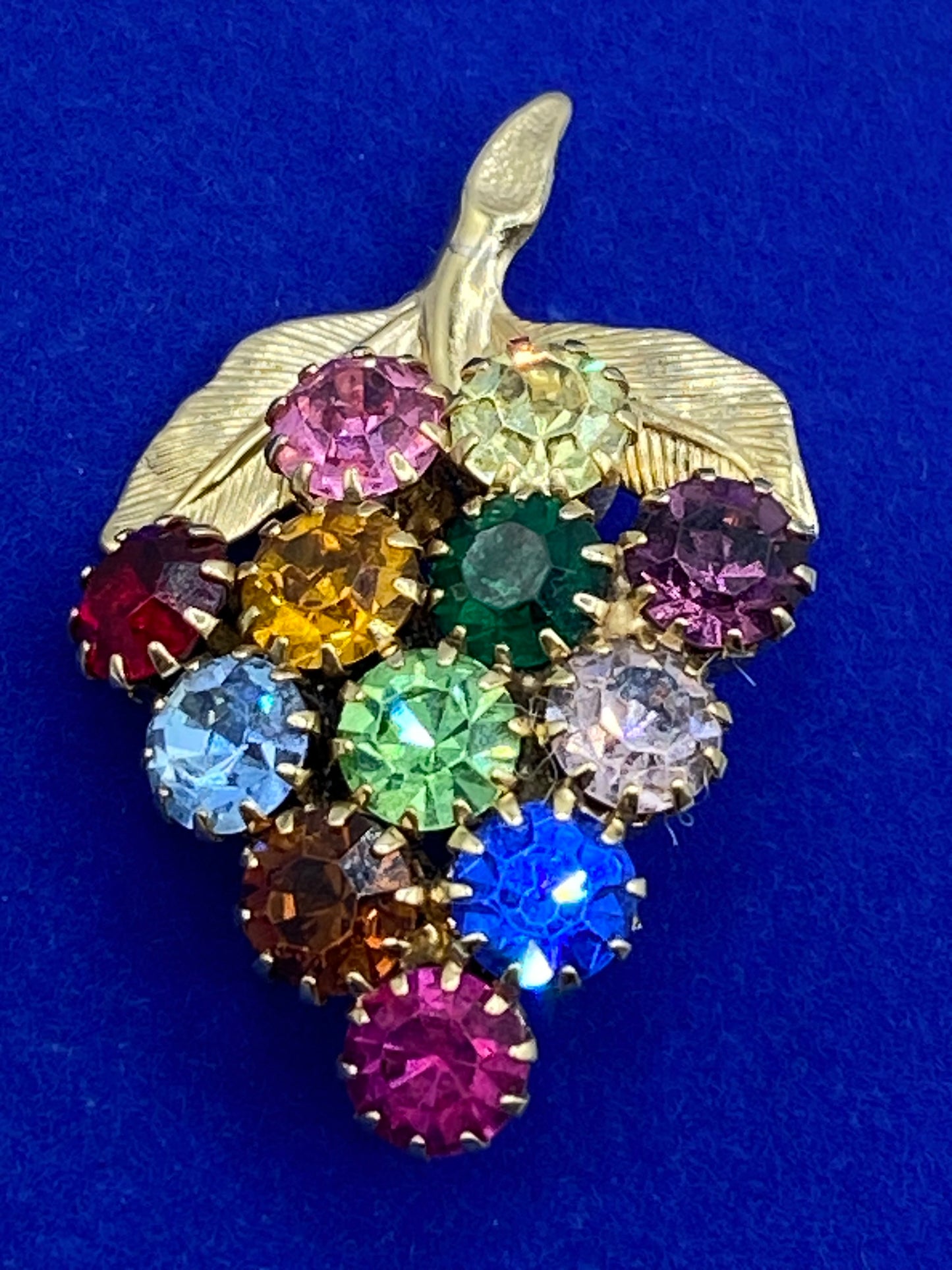 Rhinestone Grape Brooch