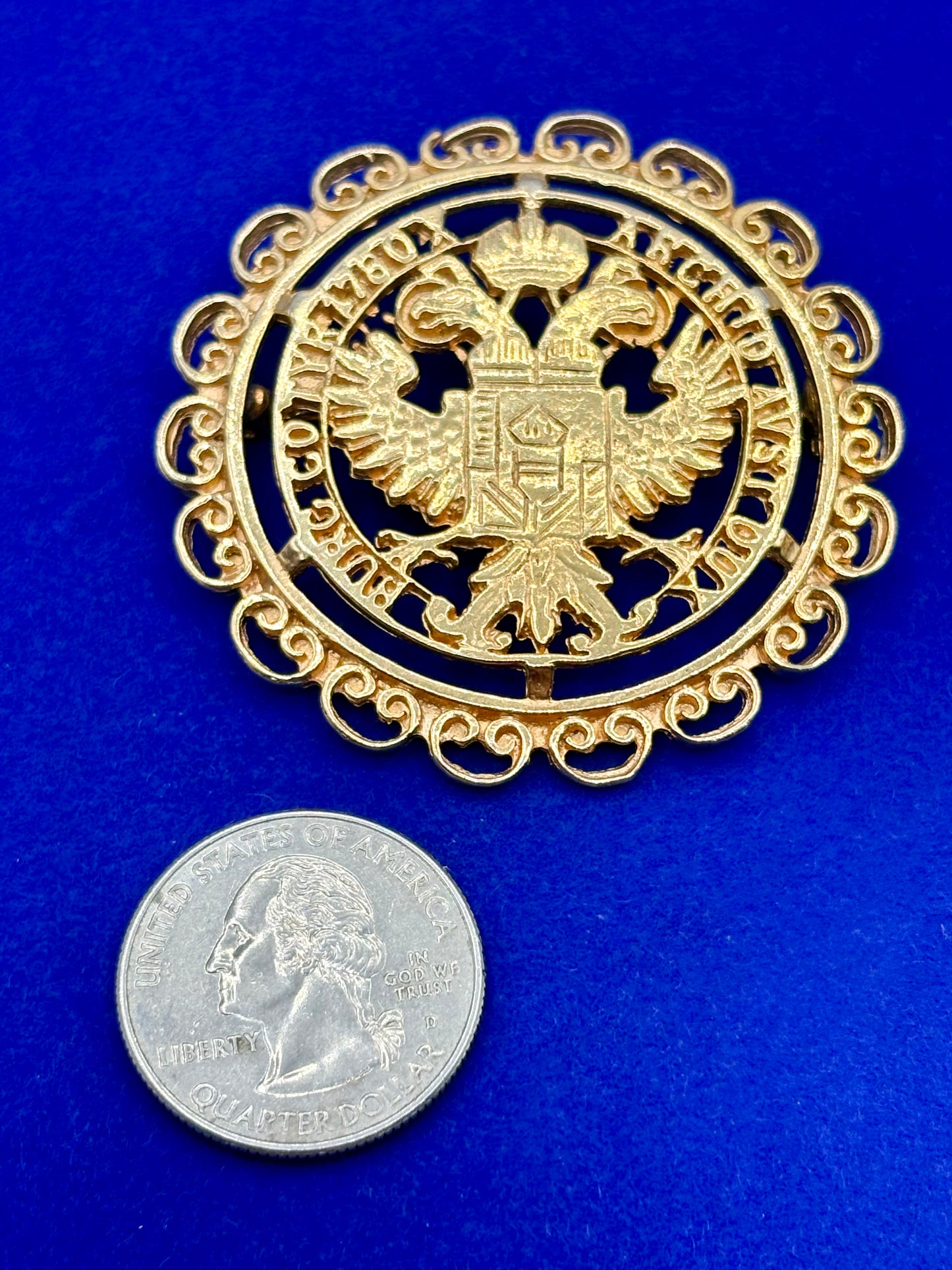 Vintage Gold Tone Maria Theresa Austrian Thaler Accessocraft Brooch