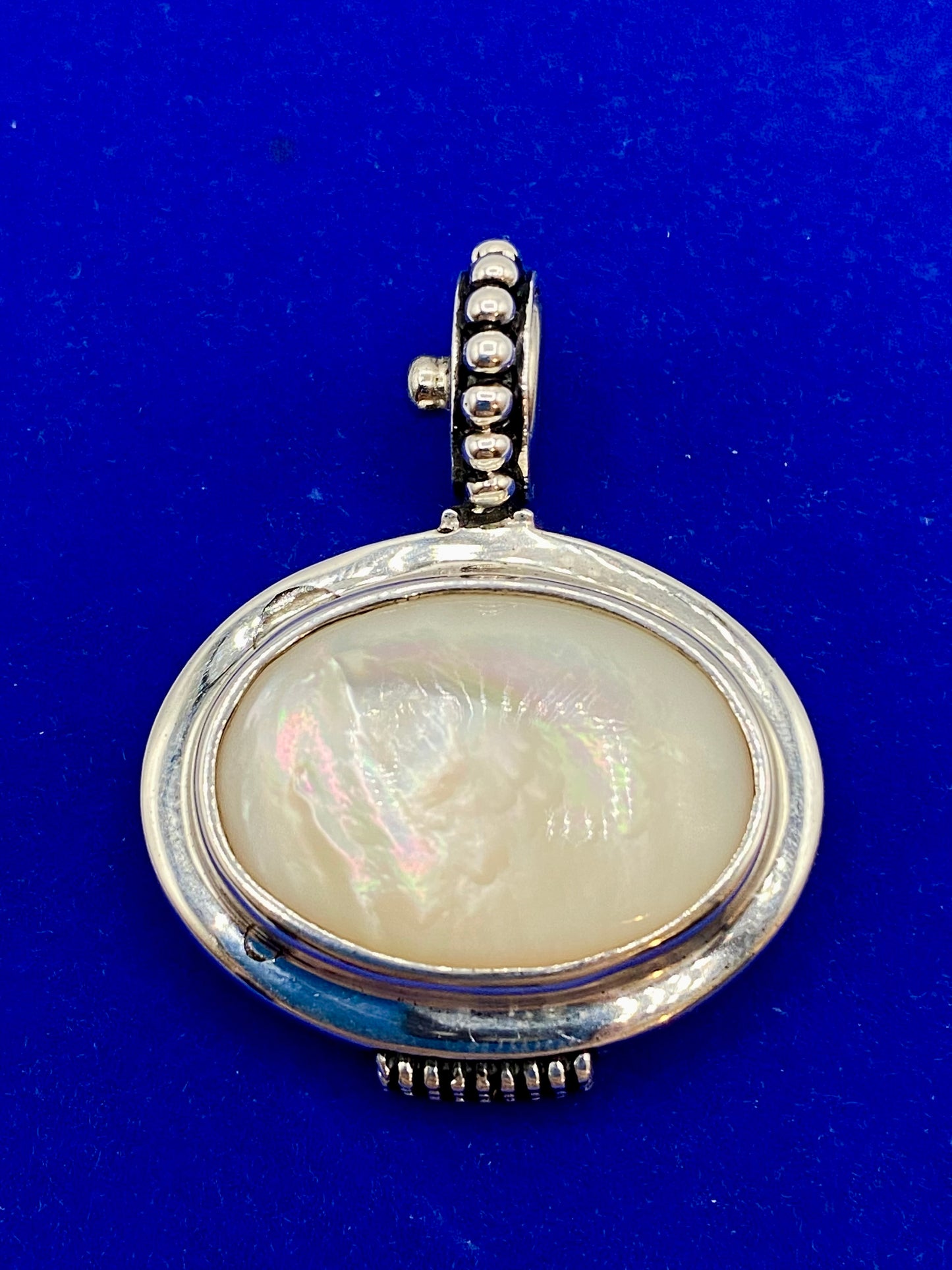 Joseph Esposito ESPO Sterling Silver MOP Oval Snap Pendant