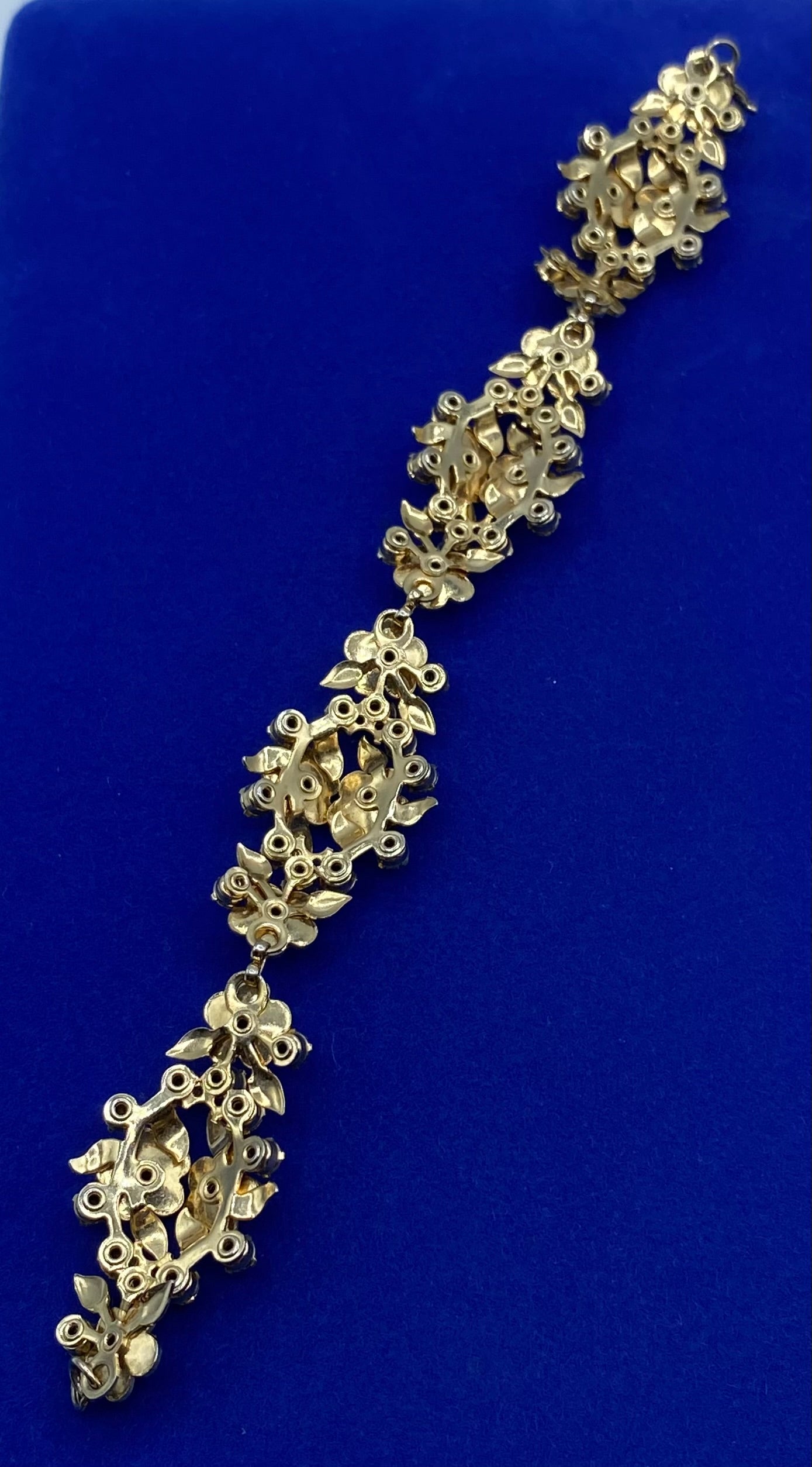 Vintage Floral Bracelet w/ Uranium Rhinestones