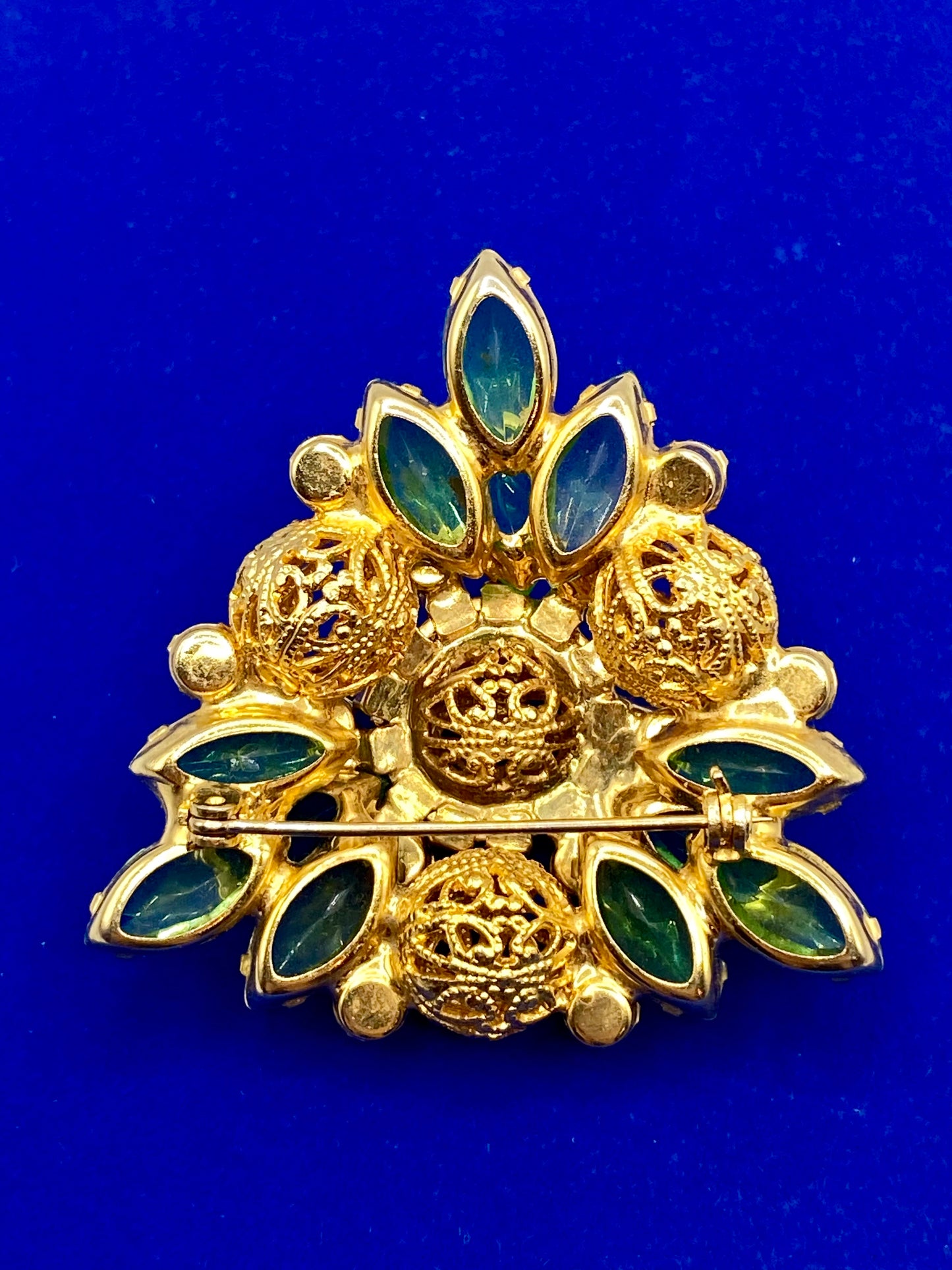 Juliana D&E Gold Tone Rhinestone Filigree Ball Brooch