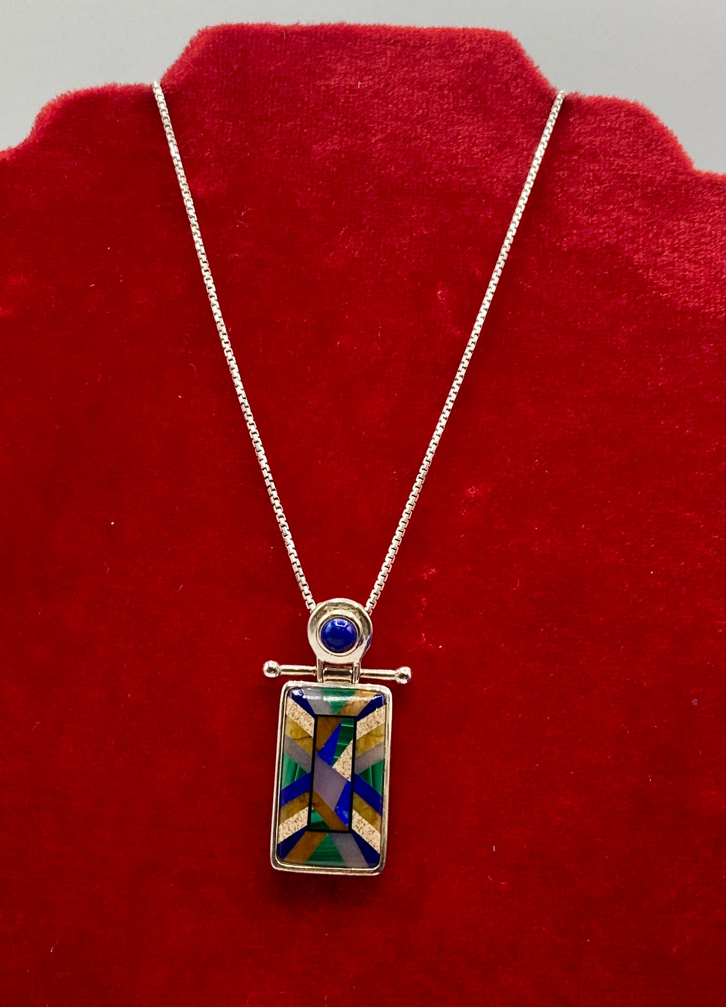 Whitney Kelly Sterling Silver Inlay Gemstone Pendant Necklace