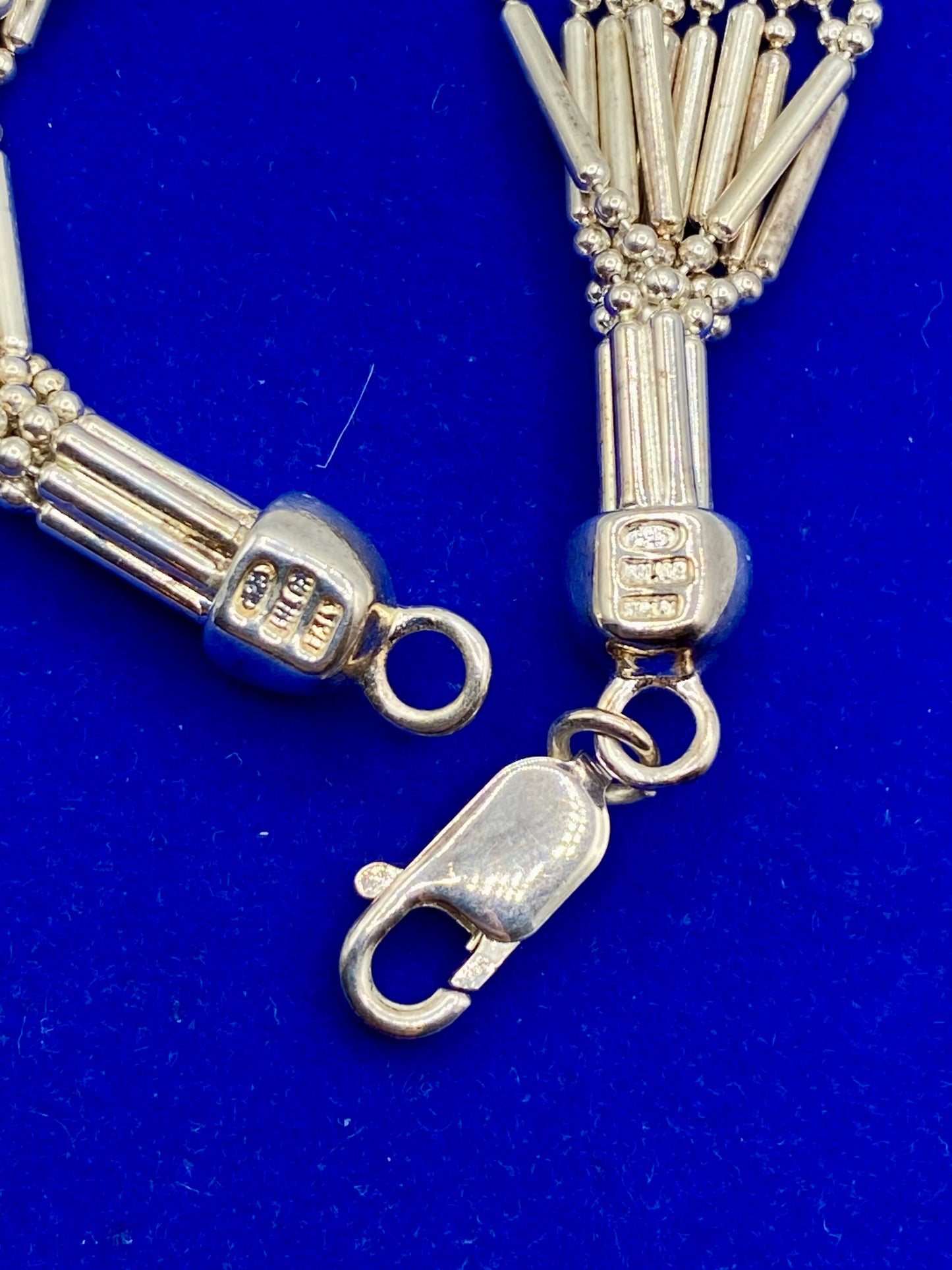 Milor Italy Sterling Silver Multi-Strand Bar & Ball Style Bracelet