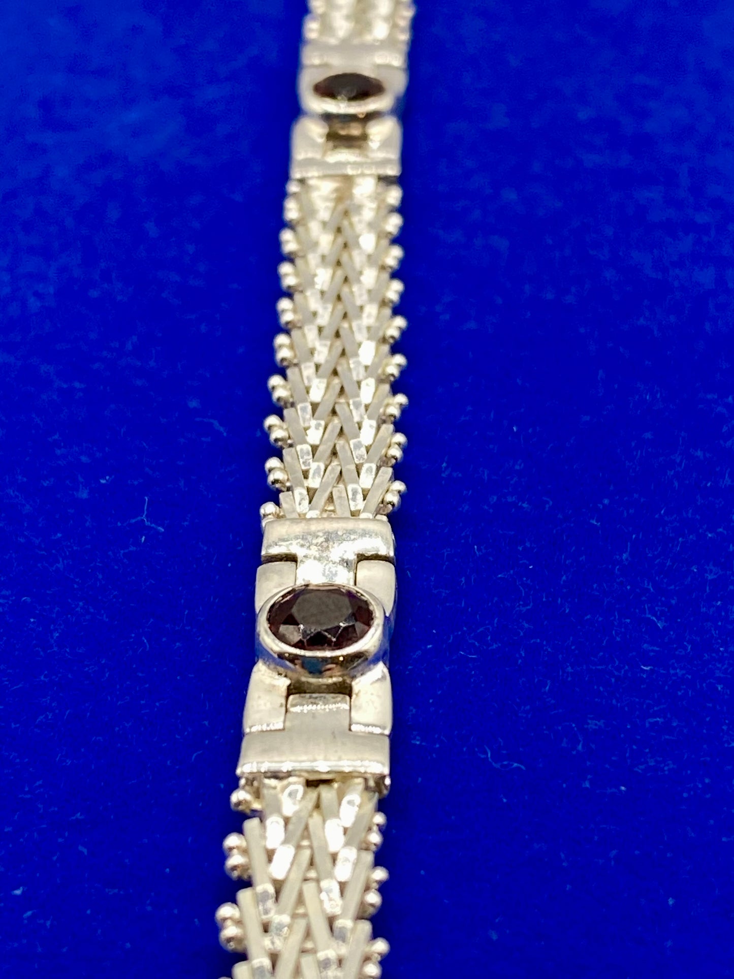 Sterling Silver Milor Italy Garnet Bracelet