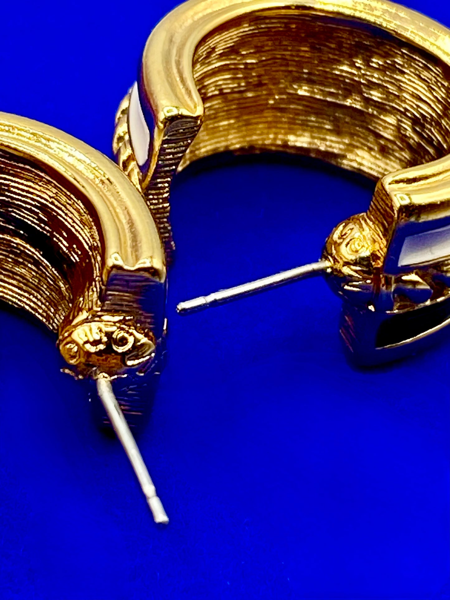 Vintage Monet Enamel Stripe Hoop Earrings