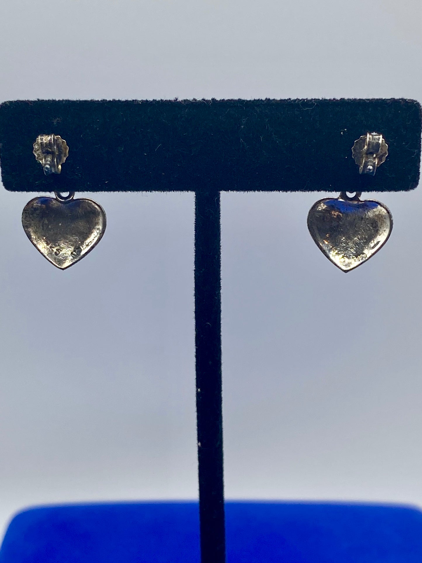 Sterling Silver Marcasite Heart Earrings Dangle Drop Earrings