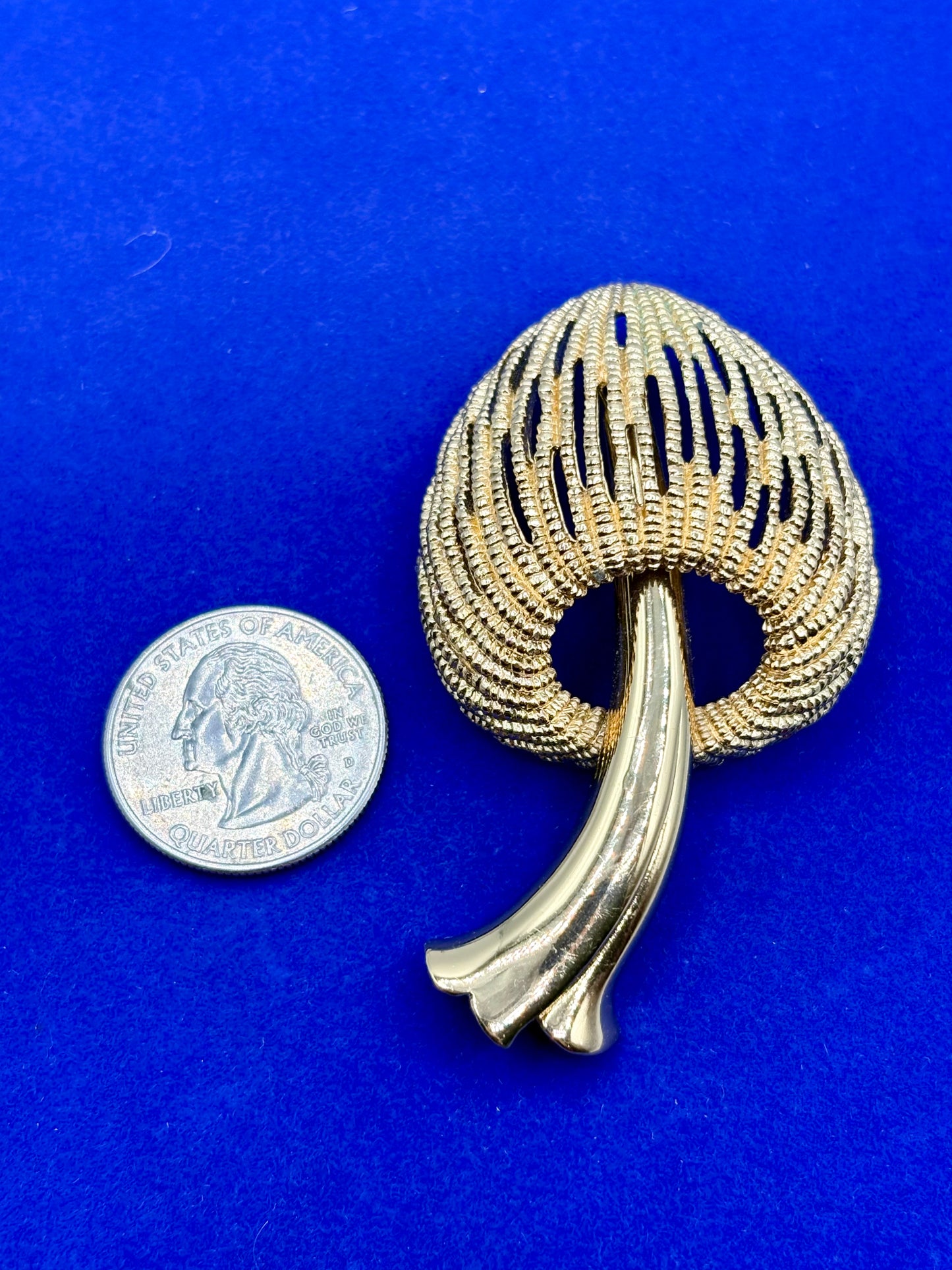 Vintage Gold Tone Monet Mushroom Brooch