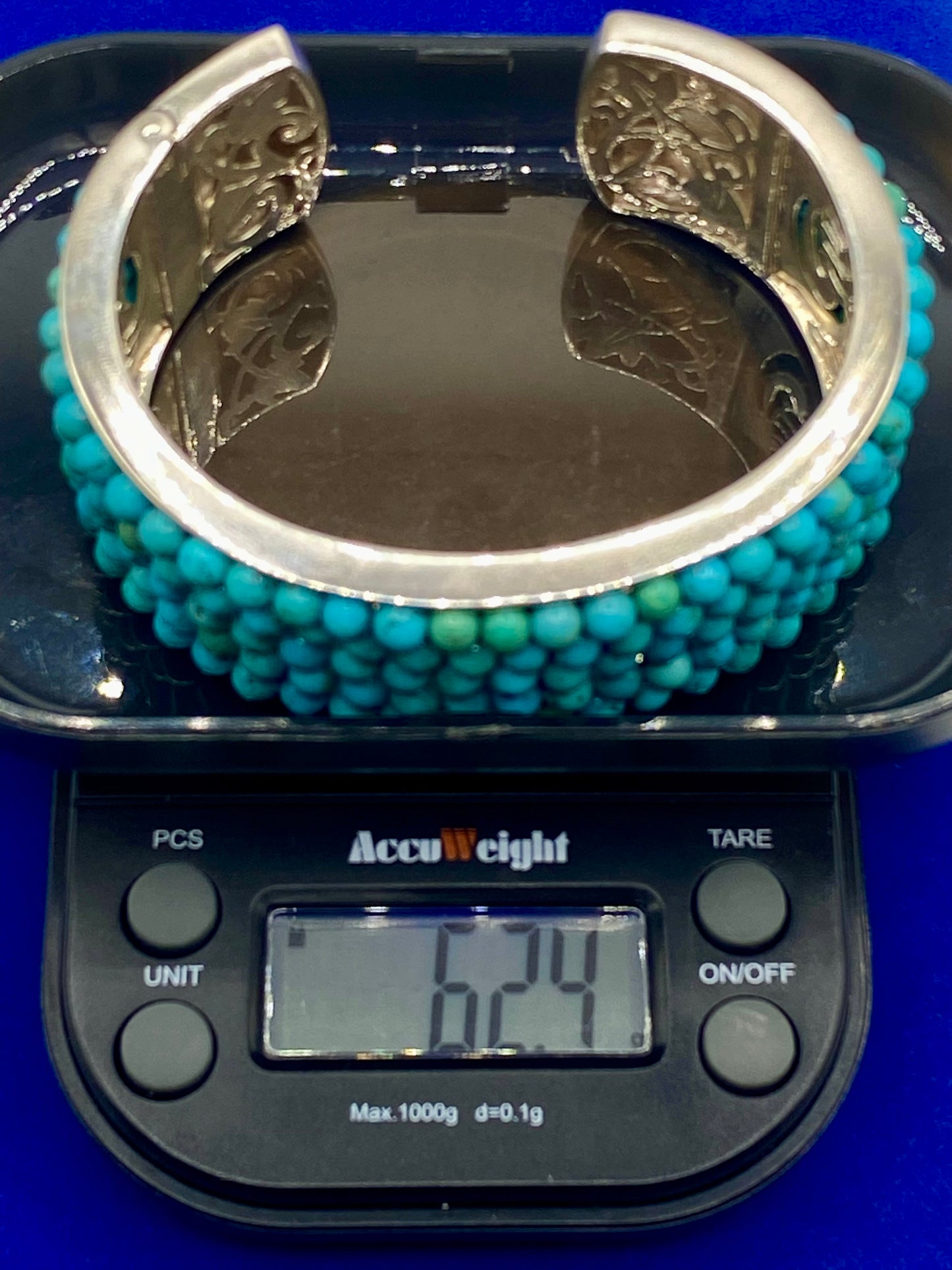 Whitney Kelly WK Sterling Silver Turquoise Multi Row Beaded Cuff Bracelet