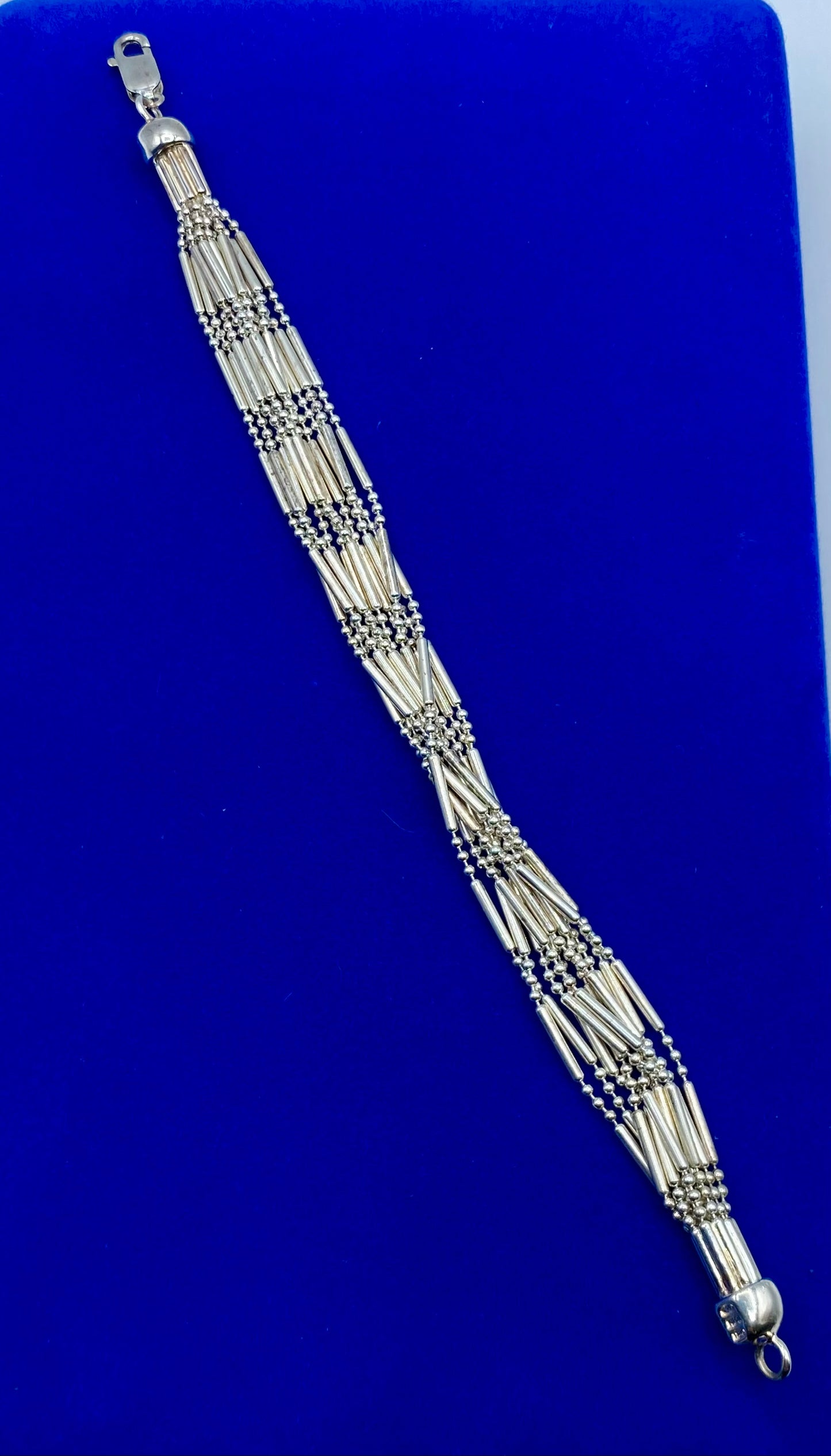 Milor Italy Sterling Silver Multi-Strand Bar & Ball Style Bracelet