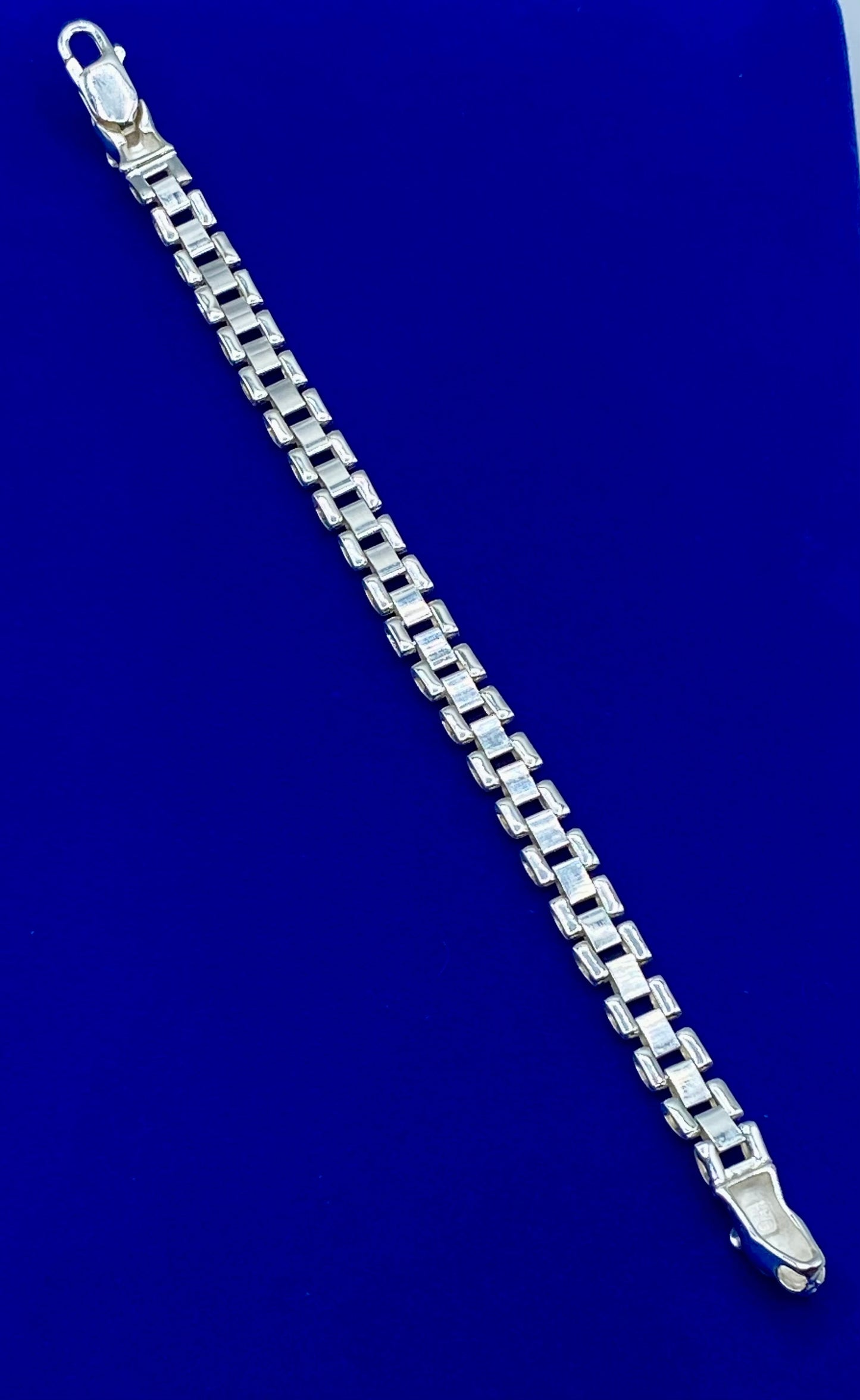 Vintage Milor Italy Sterling Silver Chain Bracelet With Panther Head Clasp