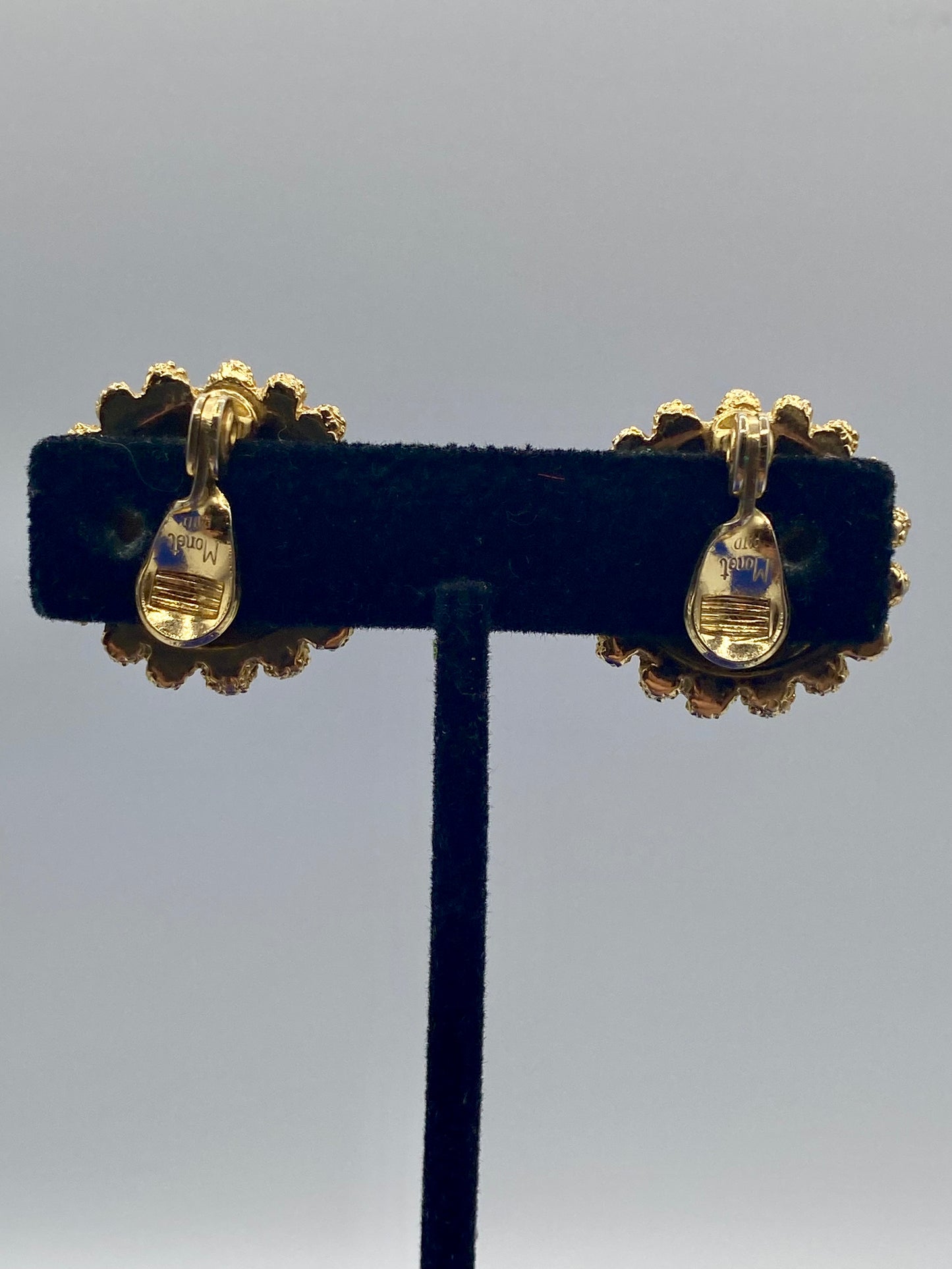 Vintage Monet Pom-Pom Gold Tone Clip Ons