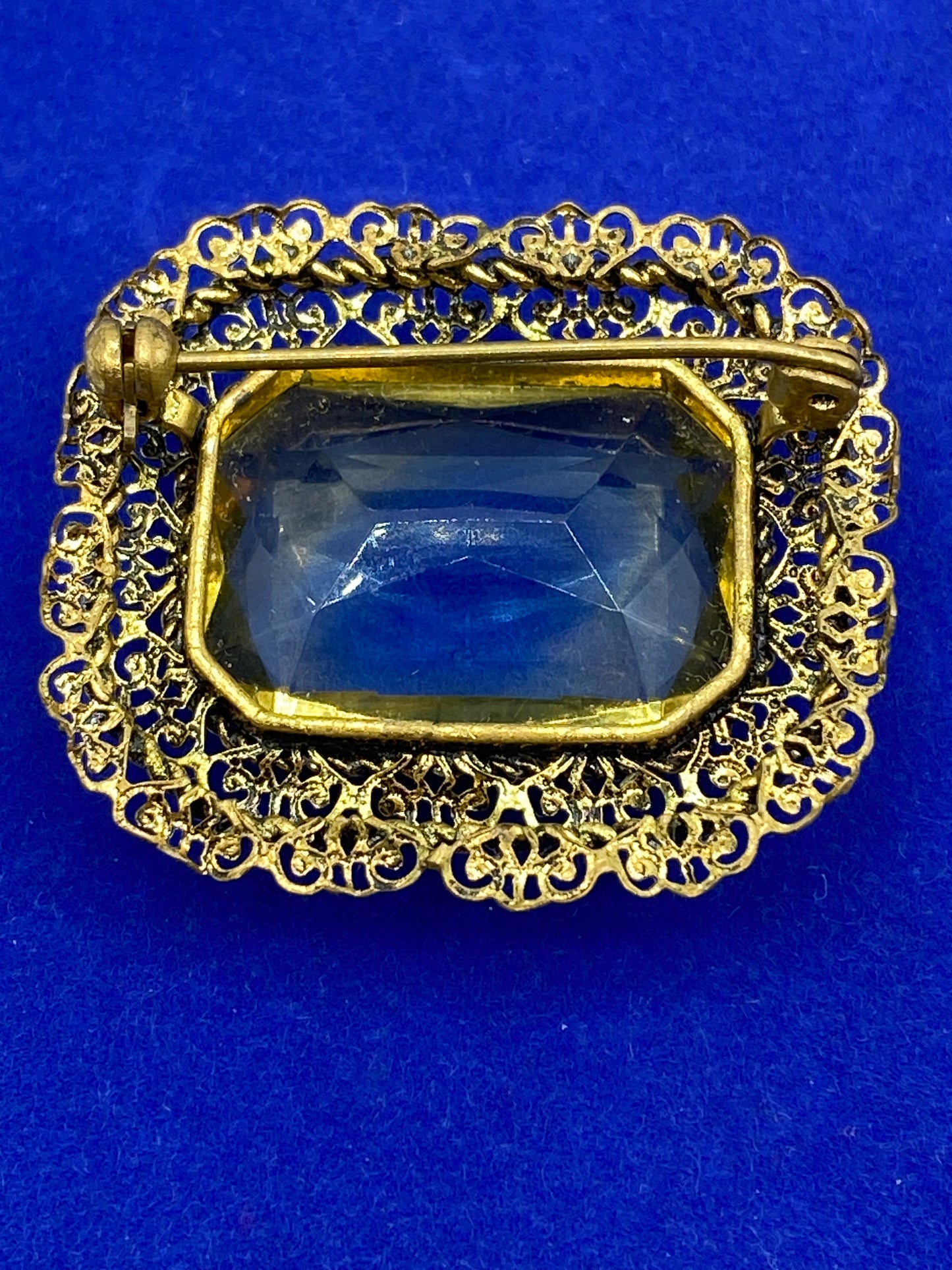 Vintage Filigree Glass Brooch