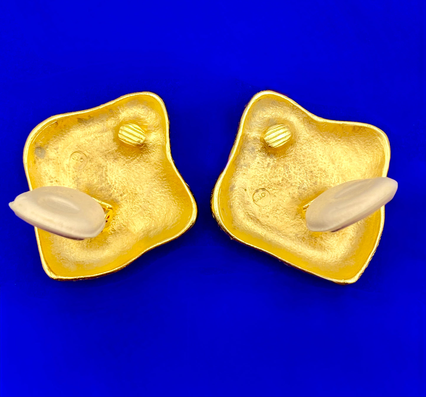 Gold Tone Statement Square Clip Ons