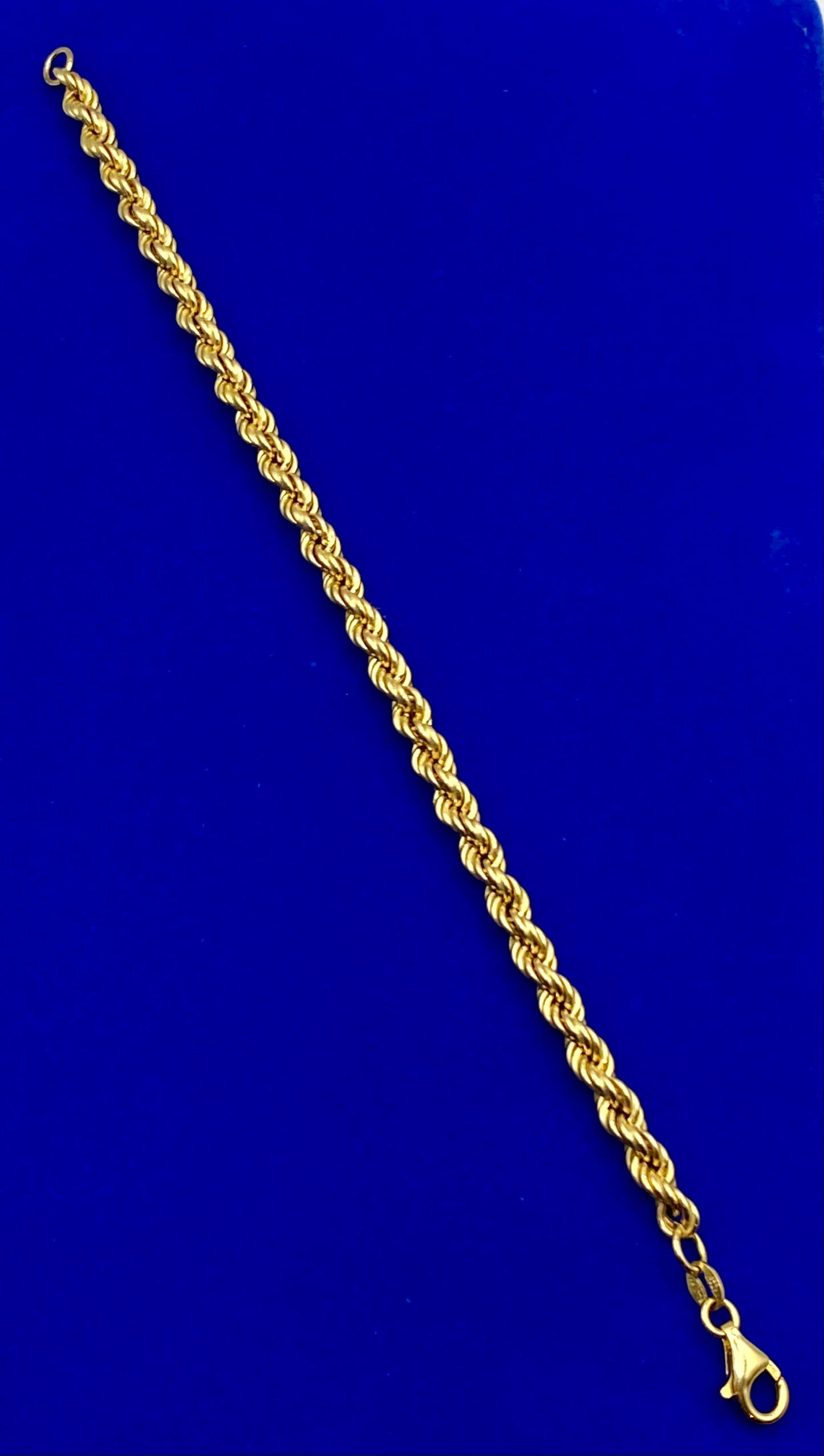 Italian KA 1772 Vermeil Sterling Silver 925 Rope Bracelet