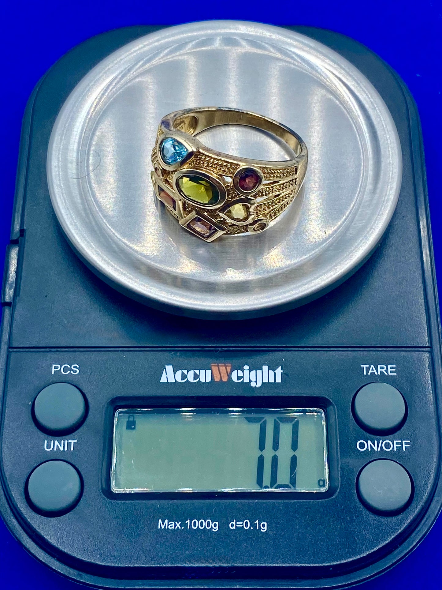 Sterling Silver Vermeil Precious Stone Cluster Ring