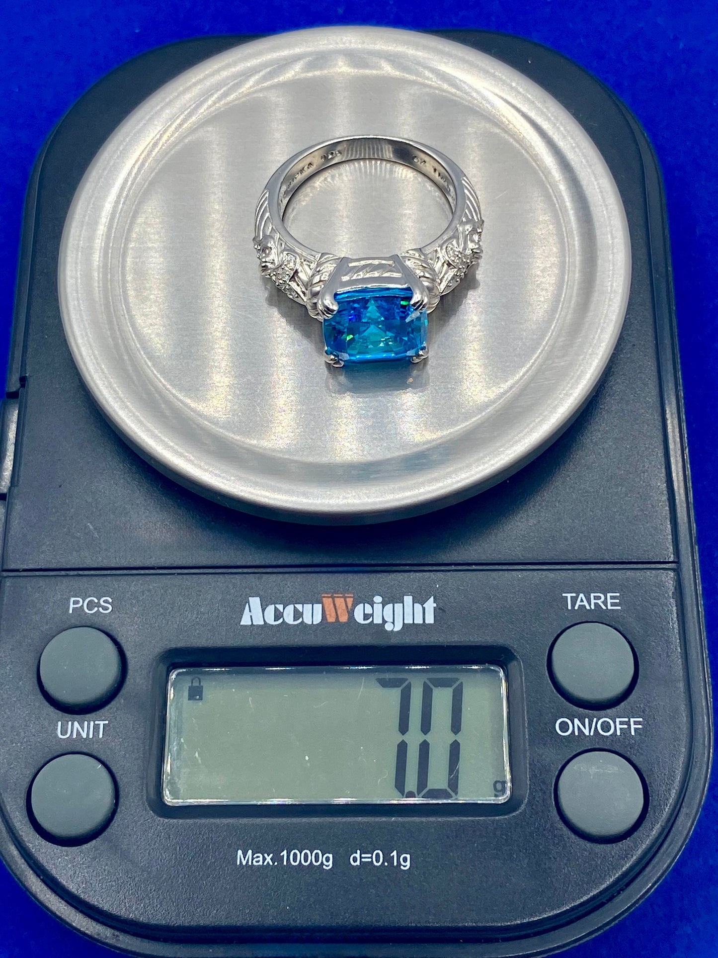 Sterling Silver Judith Ripka Blue Topaz & CZ Ring