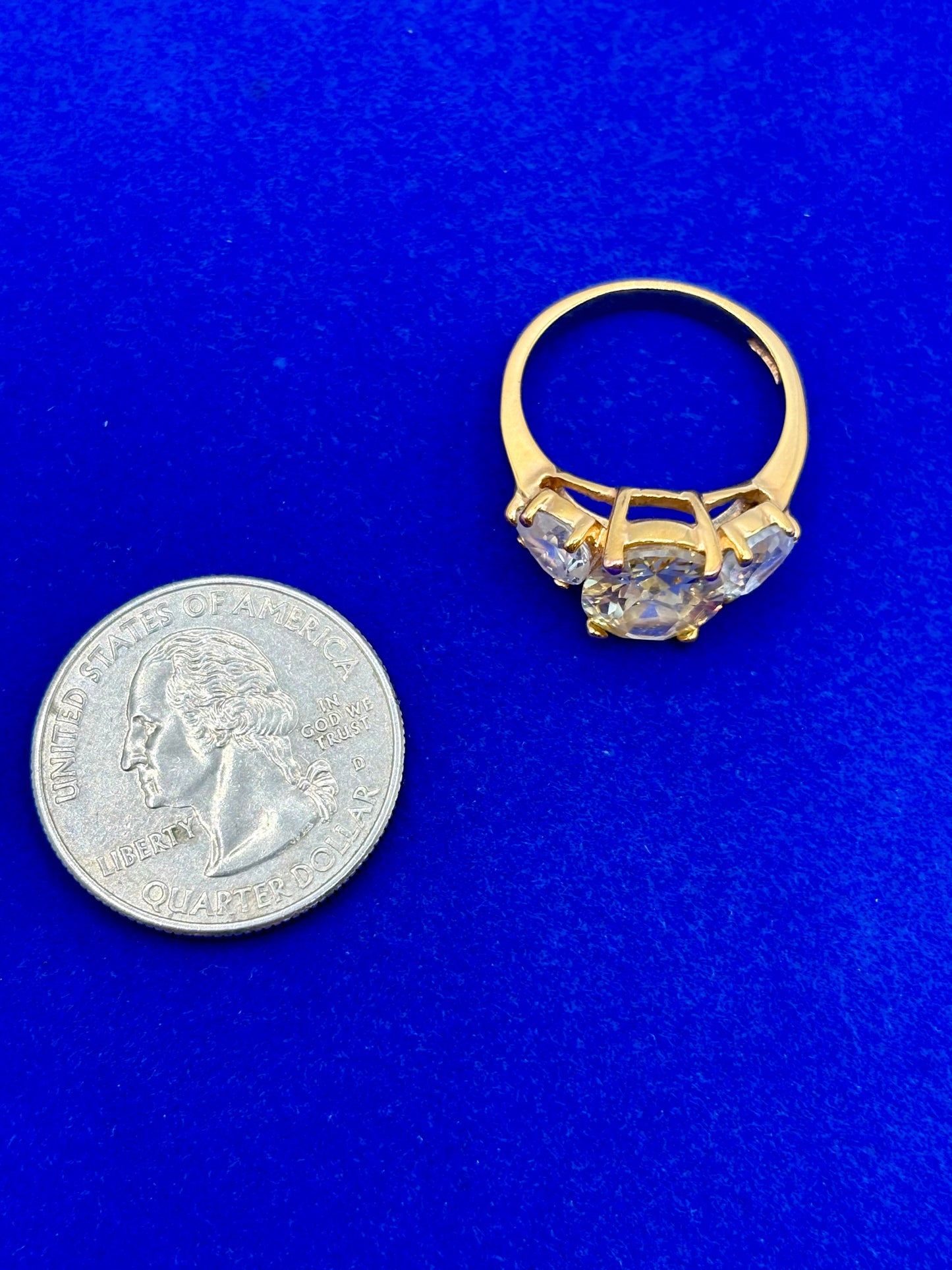 Gold Tone Yellow & Clear CZ Ring