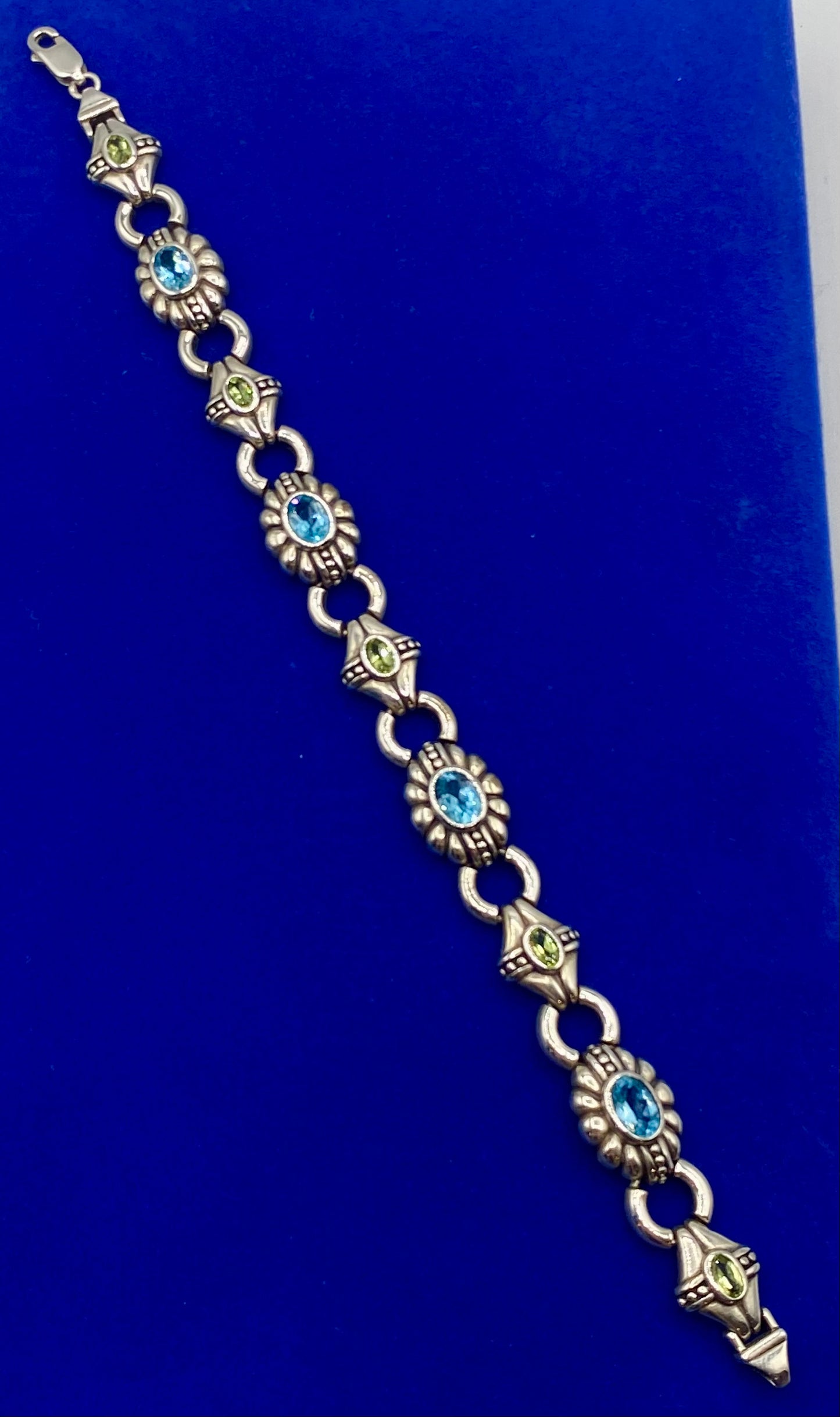 CI Thailand Sterling Silver Blue Topaz & Peridot Bracelet