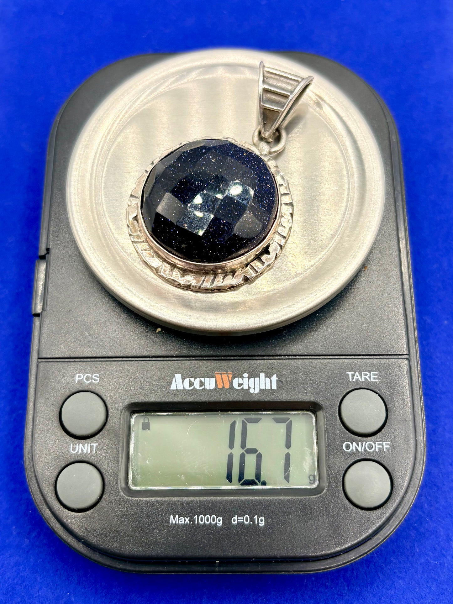 Sterling Silver Blue Sandstone Pendant