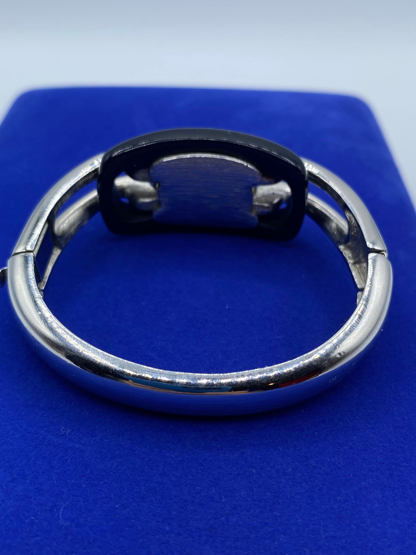 1976 Givenchy Paris Faux Onyx Silver Tone Bracelet